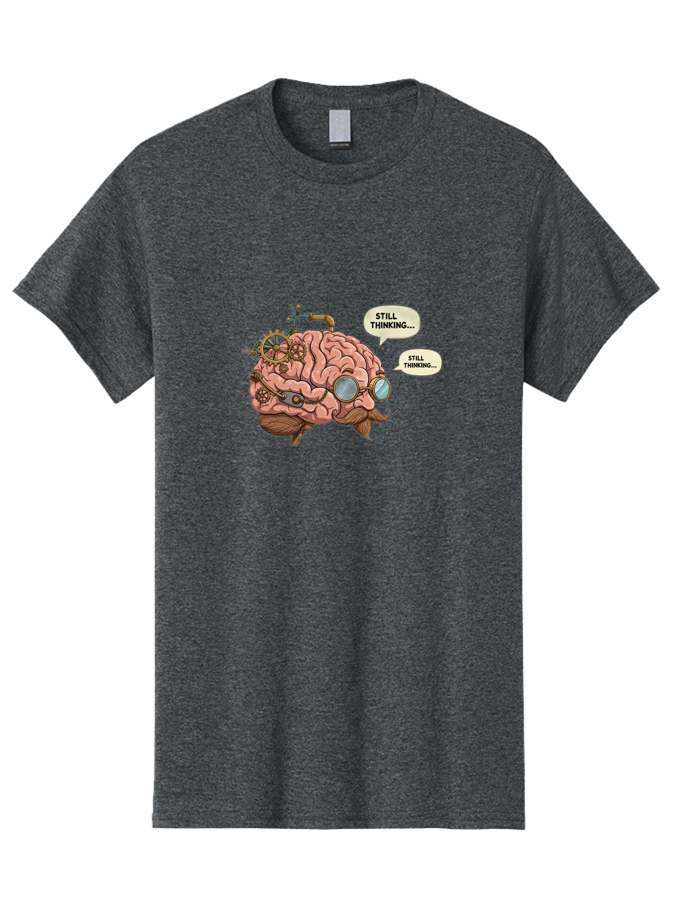 Steampunk-Brain-1 Men'S Graphic Tee, 100% Cotton, Comfortable Casual Summer Wear, Machine Washable, Steampunk Brain, Thinking Process, Problem Solving, Cognitive Function, Mental Gears, Creative Thought, Still Thinking Text, Brain Power, Bab460
