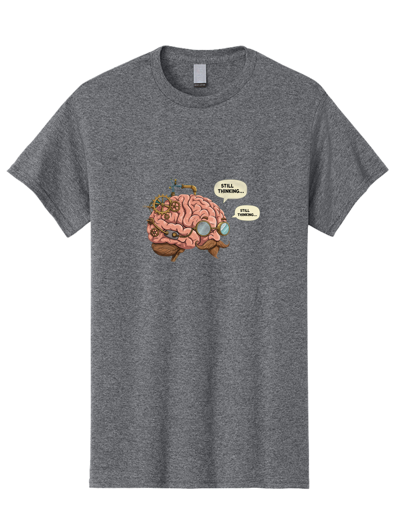 Steampunk-Brain-1 Men'S Graphic Tee, 100% Cotton, Comfortable Casual Summer Wear, Machine Washable, Steampunk Brain, Thinking Process, Problem Solving, Cognitive Function, Mental Gears, Creative Thought, Still Thinking Text, Brain Power, Bab460