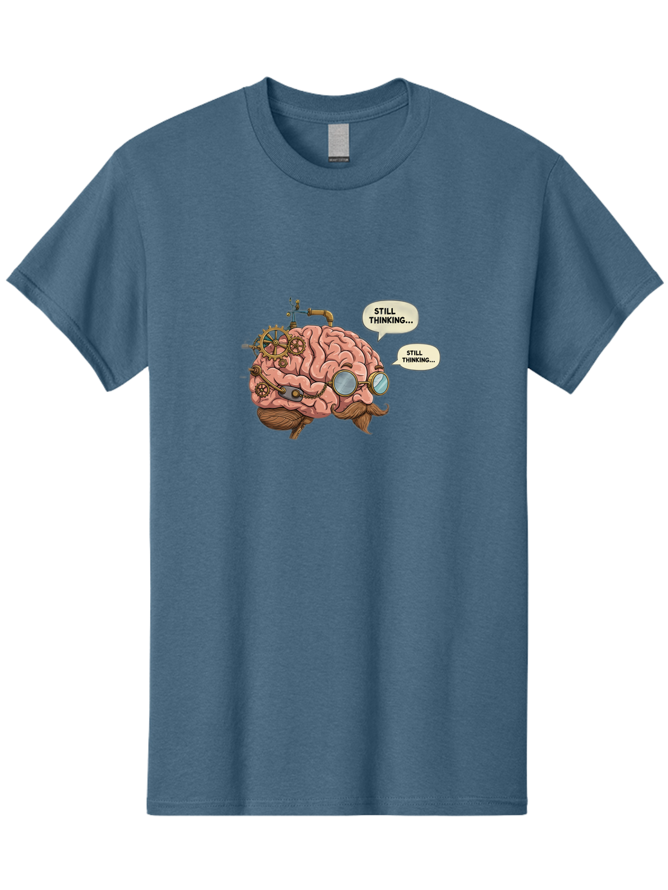 Steampunk-Brain-1 Men'S Graphic Tee, 100% Cotton, Comfortable Casual Summer Wear, Machine Washable, Steampunk Brain, Thinking Process, Problem Solving, Cognitive Function, Mental Gears, Creative Thought, Still Thinking Text, Brain Power, Bab460