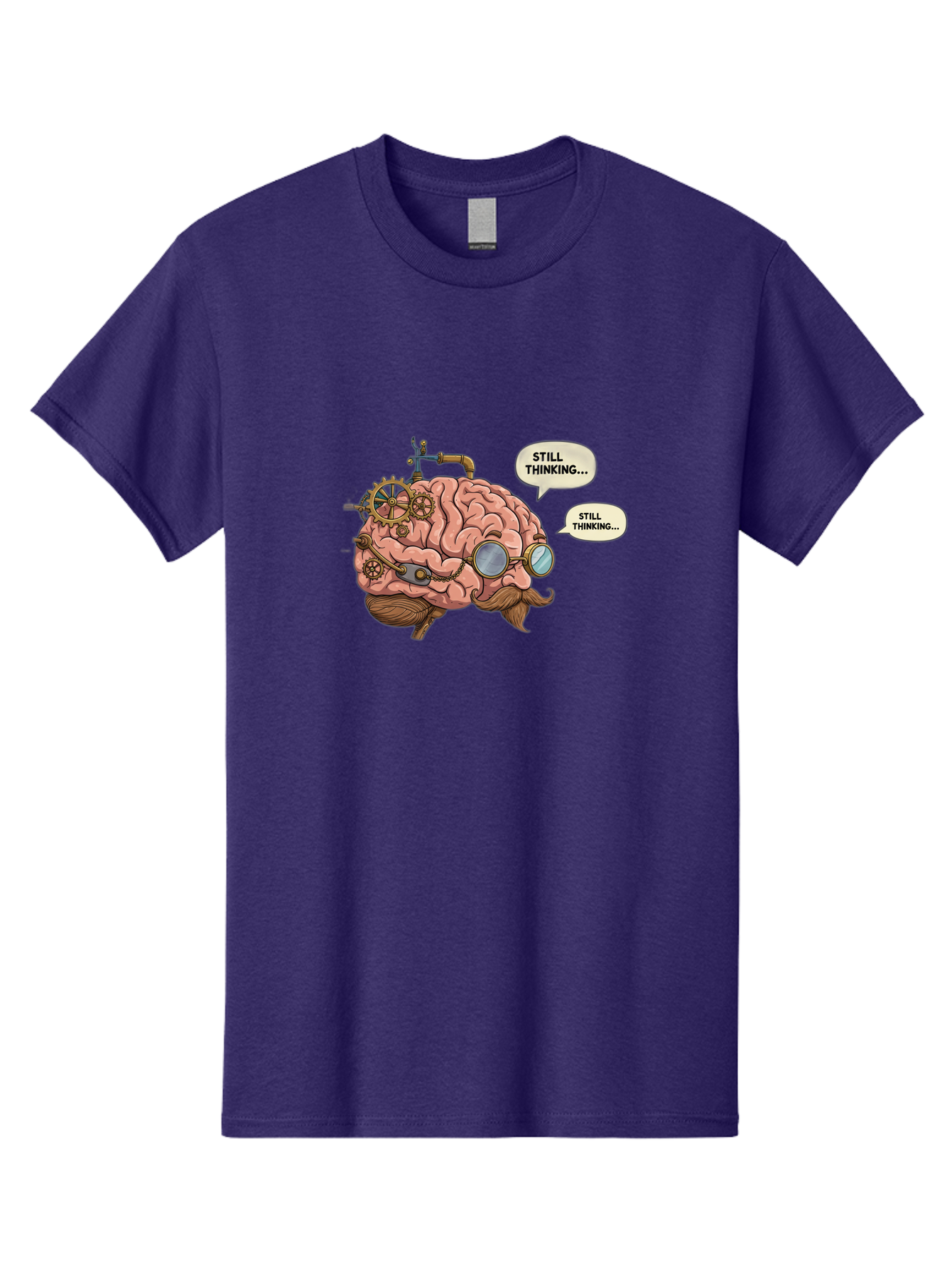 Steampunk-Brain-1 Men'S Graphic Tee, 100% Cotton, Comfortable Casual Summer Wear, Machine Washable, Steampunk Brain, Thinking Process, Problem Solving, Cognitive Function, Mental Gears, Creative Thought, Still Thinking Text, Brain Power, Bab460