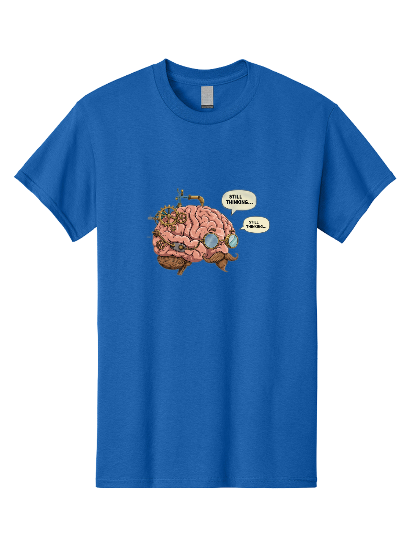 Steampunk-Brain-1 Men'S Graphic Tee, 100% Cotton, Comfortable Casual Summer Wear, Machine Washable, Steampunk Brain, Thinking Process, Problem Solving, Cognitive Function, Mental Gears, Creative Thought, Still Thinking Text, Brain Power, Bab460