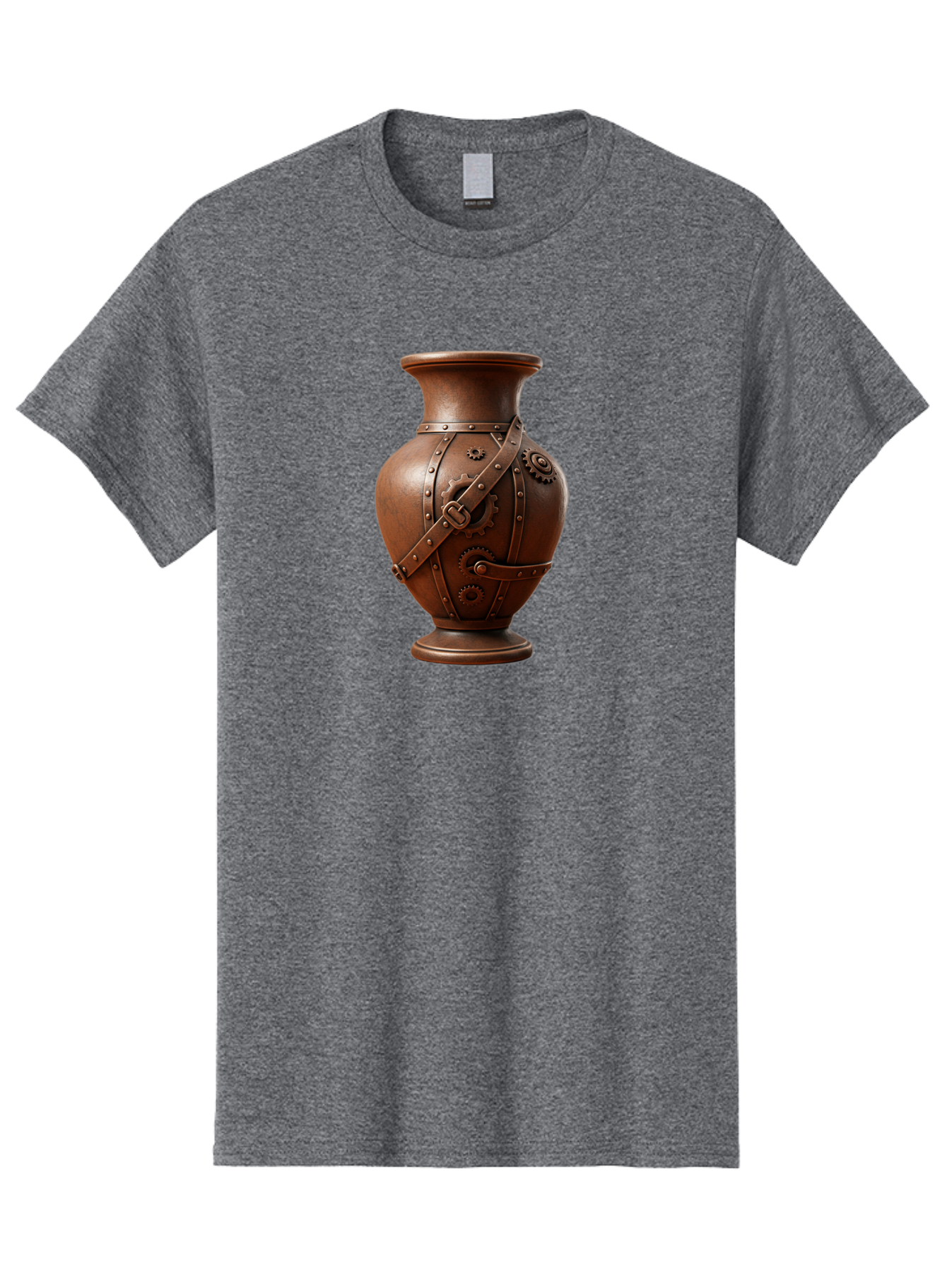 Steampunk-Vase Men'S Graphic Tee, 100% Cotton, Comfortable Casual Summer Wear, Machine Washable, Steampunk Style Vase, Antique Bronze Finish, Metallic Straps, Gear Mechanisms, Industrial Chic, Vintage Decor, Unique Art Piece, Bab464