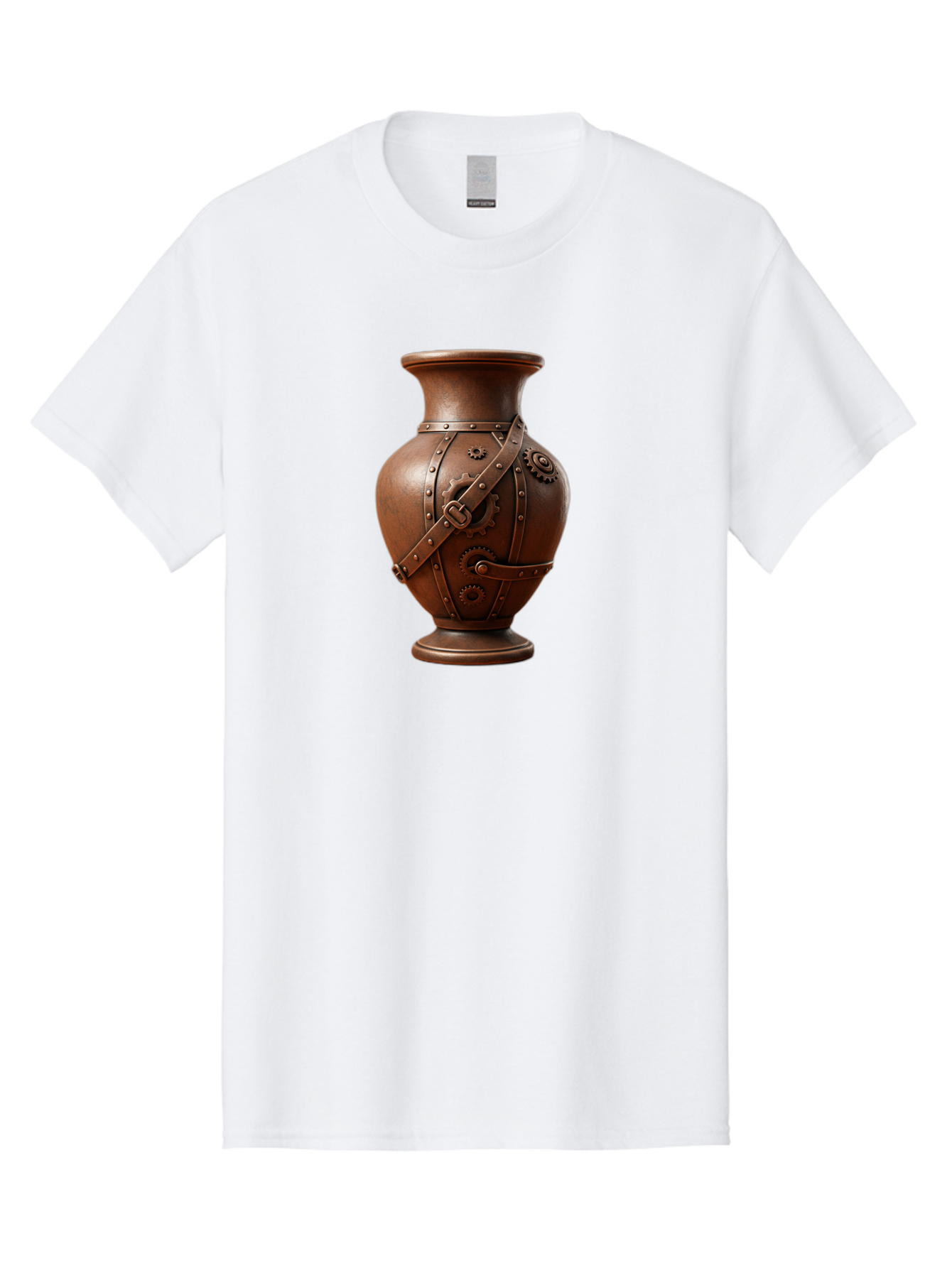 Steampunk-Vase Men'S Graphic Tee, 100% Cotton, Comfortable Casual Summer Wear, Machine Washable, Steampunk Style Vase, Antique Bronze Finish, Metallic Straps, Gear Mechanisms, Industrial Chic, Vintage Decor, Unique Art Piece, Bab464