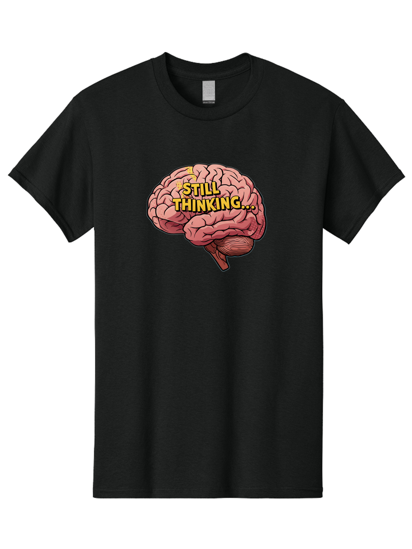 Still-Thinking-1 Men'S Graphic Tee, 100% Cotton, Comfortable Casual Summer Wear, Machine Washable, Human Brain, Thinking Process, Cognitive Function, Problem Solving, Mental Activity, Still Thinking, Cartoon Brain, Neuroscience, Bab465