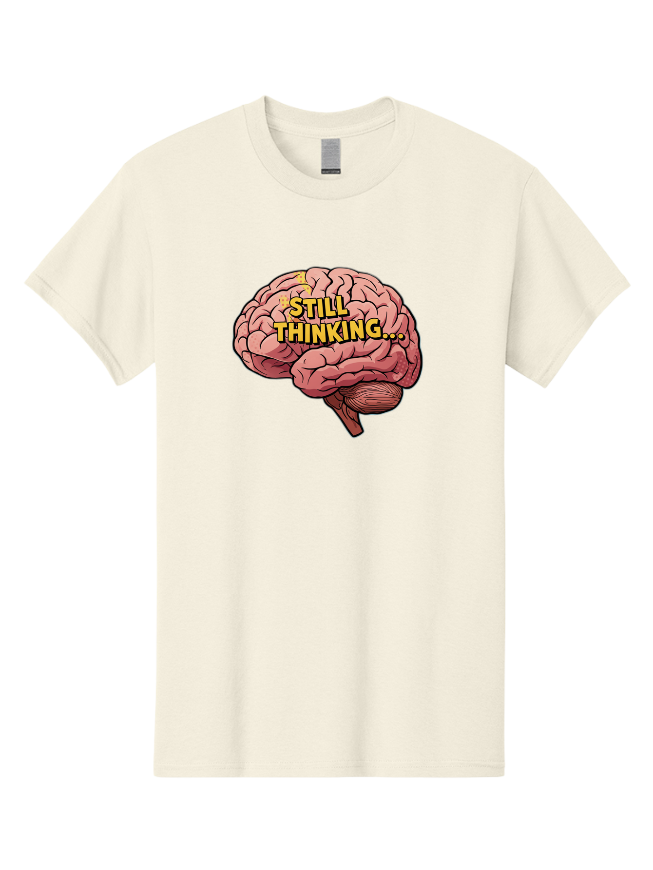 Still-Thinking-1 Men'S Graphic Tee, 100% Cotton, Comfortable Casual Summer Wear, Machine Washable, Human Brain, Thinking Process, Cognitive Function, Problem Solving, Mental Activity, Still Thinking, Cartoon Brain, Neuroscience, Bab465