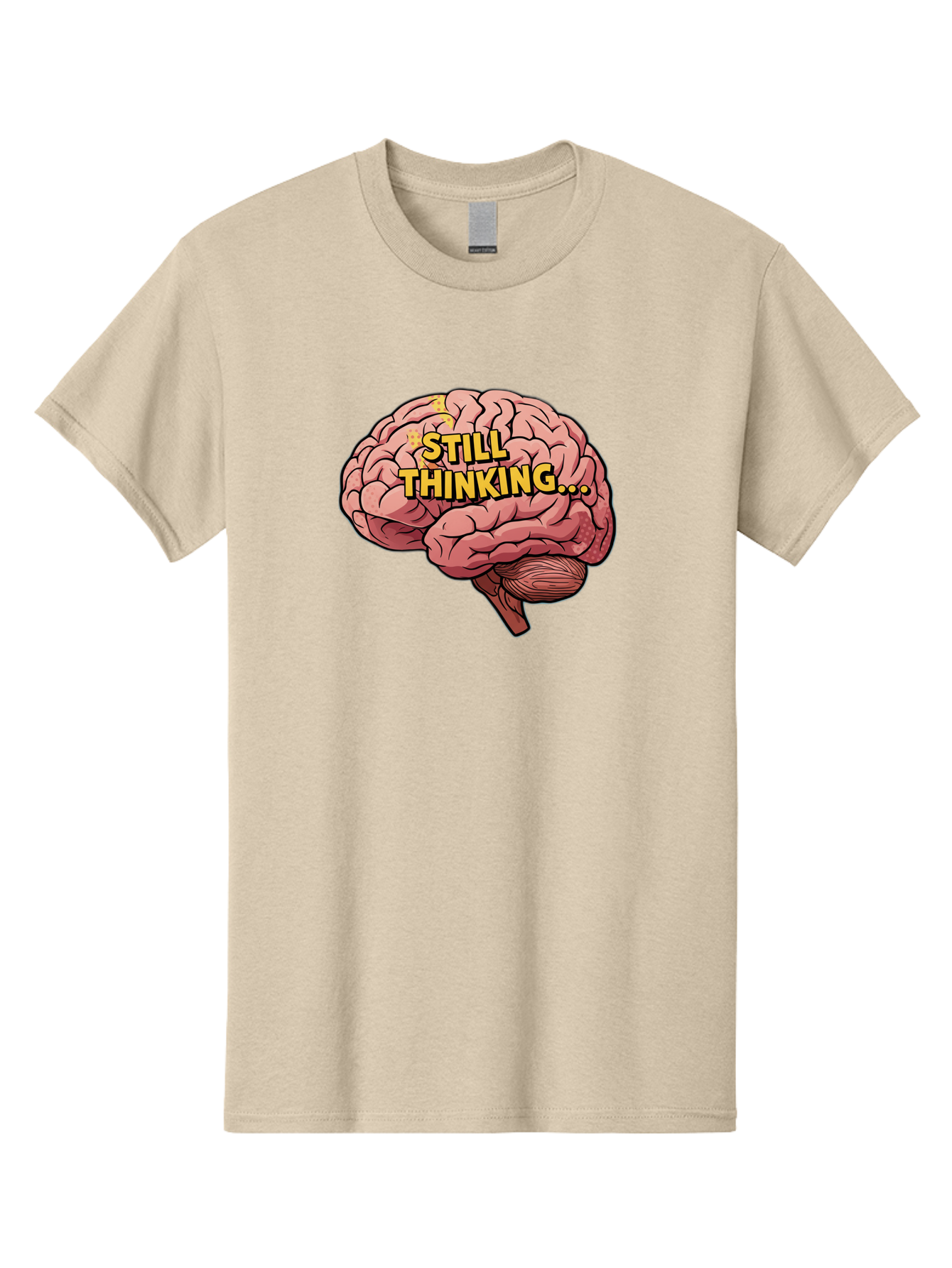Still-Thinking-1 Men'S Graphic Tee, 100% Cotton, Comfortable Casual Summer Wear, Machine Washable, Human Brain, Thinking Process, Cognitive Function, Problem Solving, Mental Activity, Still Thinking, Cartoon Brain, Neuroscience, Bab465