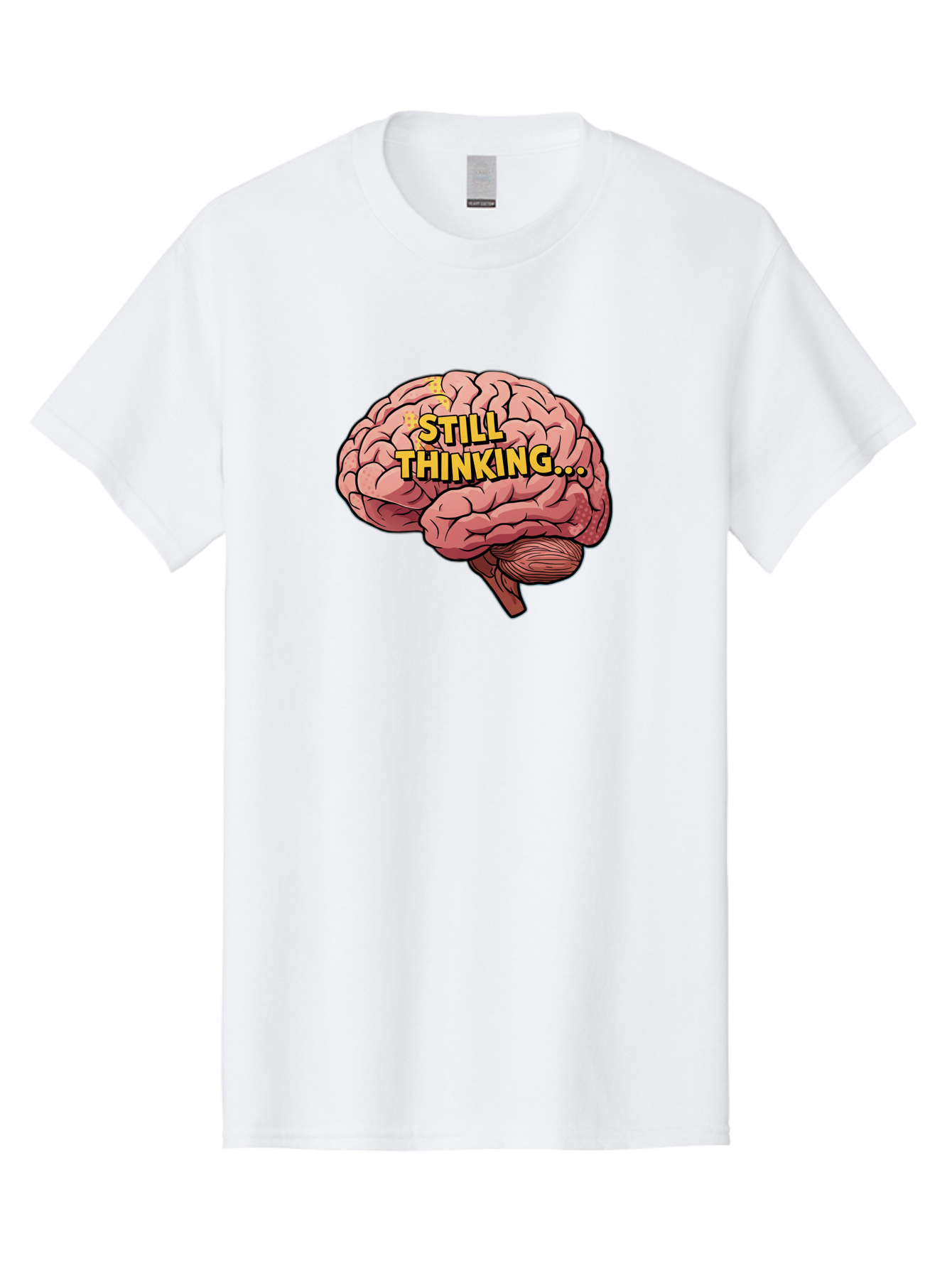 Still-Thinking-1 Men'S Graphic Tee, 100% Cotton, Comfortable Casual Summer Wear, Machine Washable, Human Brain, Thinking Process, Cognitive Function, Problem Solving, Mental Activity, Still Thinking, Cartoon Brain, Neuroscience, Bab465