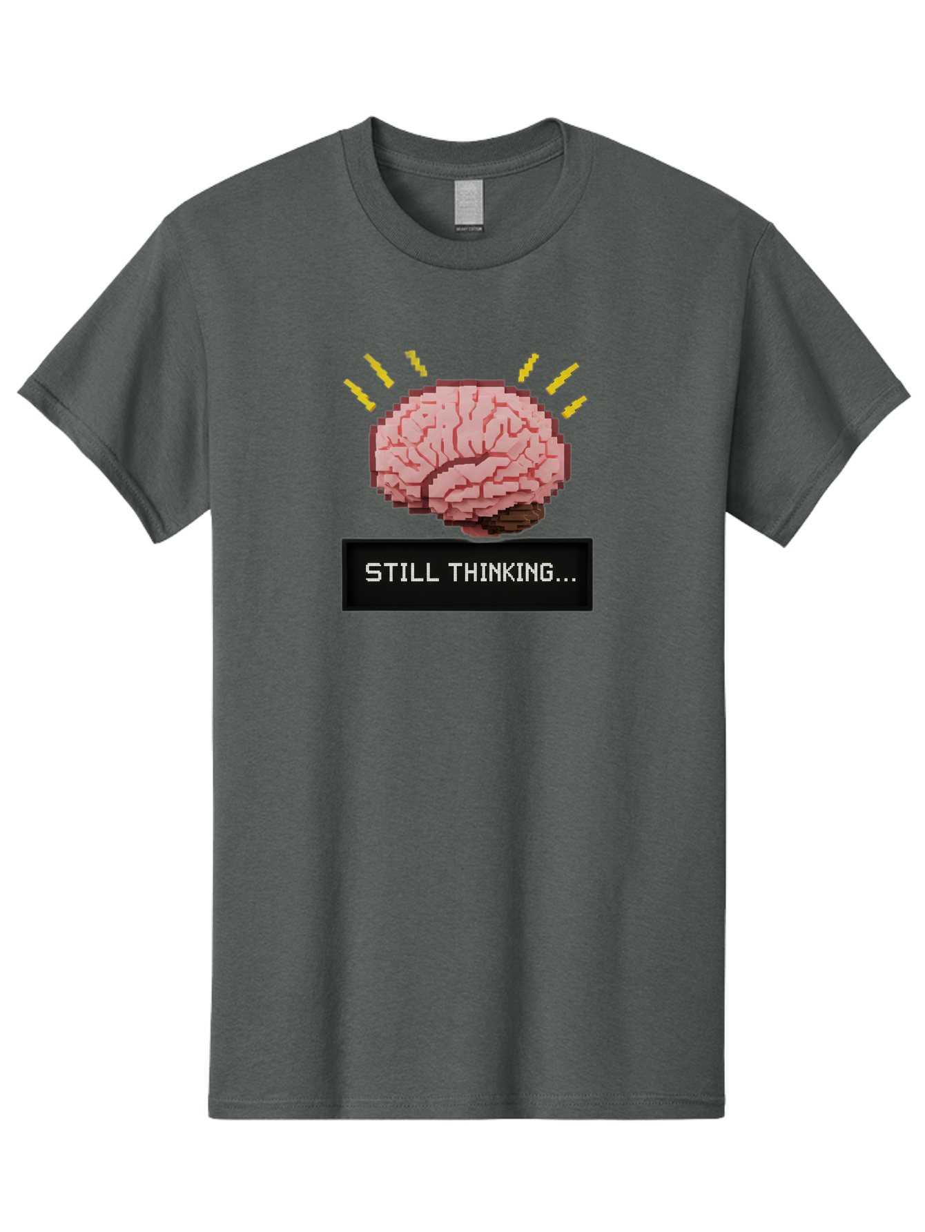 Still-Thinking-2 Men'S Graphic Tee, 100% Cotton, Comfortable Casual Summer Wear, Machine Washable, Pixel Art Brain, Thinking Face, Deep Thought, Problem Solving, Cognitive Function, Brain Activity, Still Thinking, Creative Thinking, Bab466