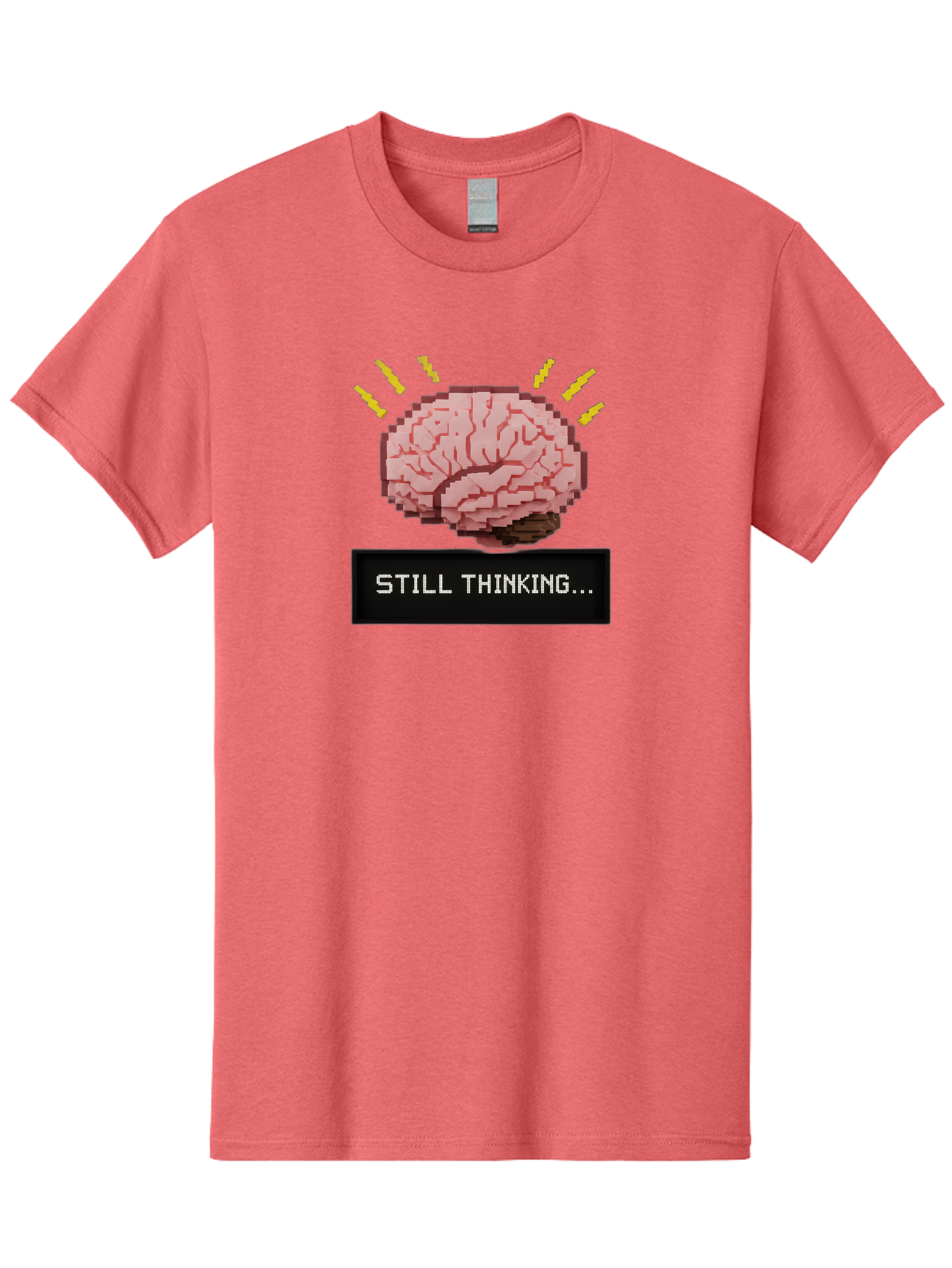 Still-Thinking-2 Men'S Graphic Tee, 100% Cotton, Comfortable Casual Summer Wear, Machine Washable, Pixel Art Brain, Thinking Face, Deep Thought, Problem Solving, Cognitive Function, Brain Activity, Still Thinking, Creative Thinking, Bab466