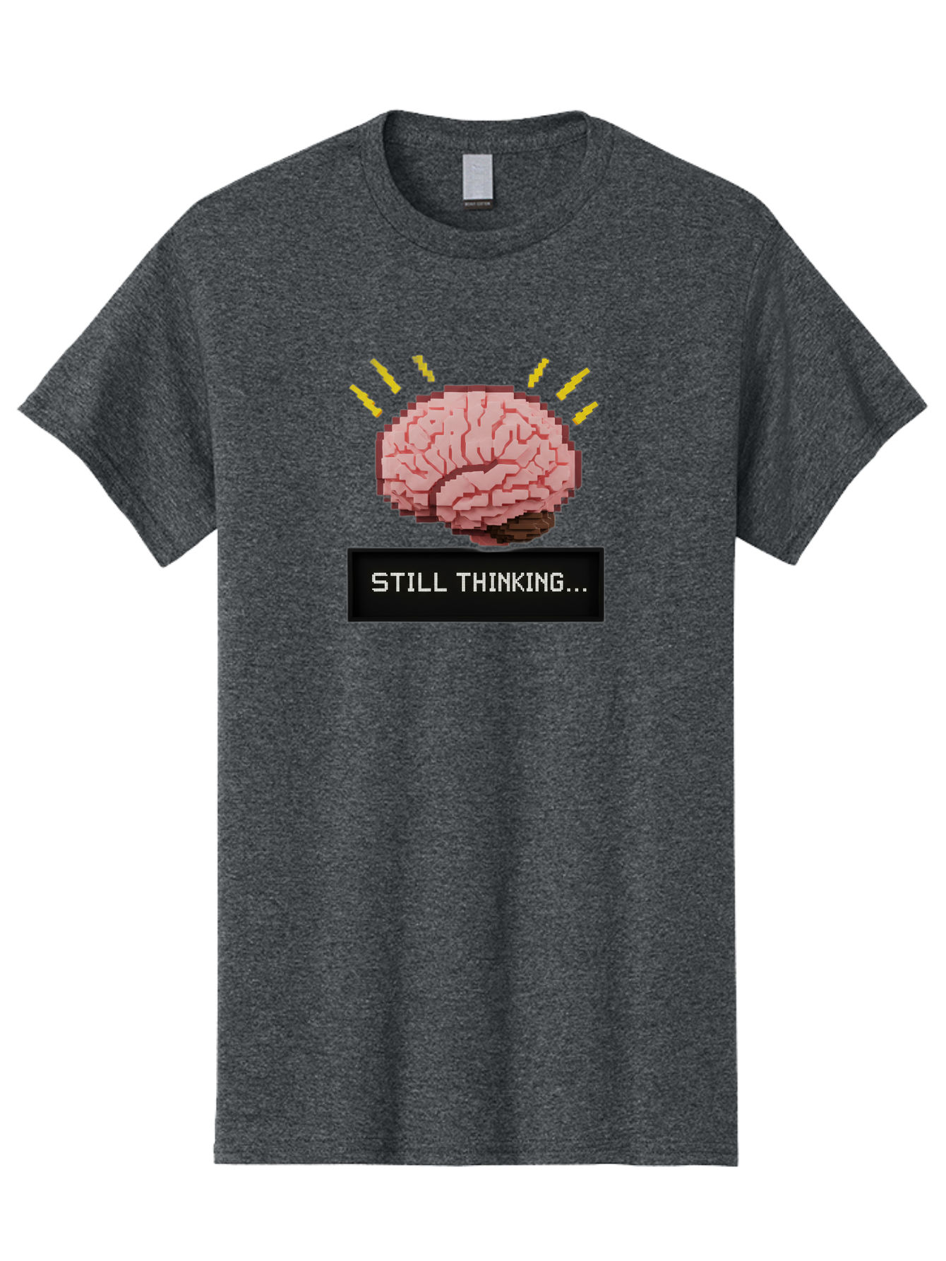 Still-Thinking-2 Men'S Graphic Tee, 100% Cotton, Comfortable Casual Summer Wear, Machine Washable, Pixel Art Brain, Thinking Face, Deep Thought, Problem Solving, Cognitive Function, Brain Activity, Still Thinking, Creative Thinking, Bab466
