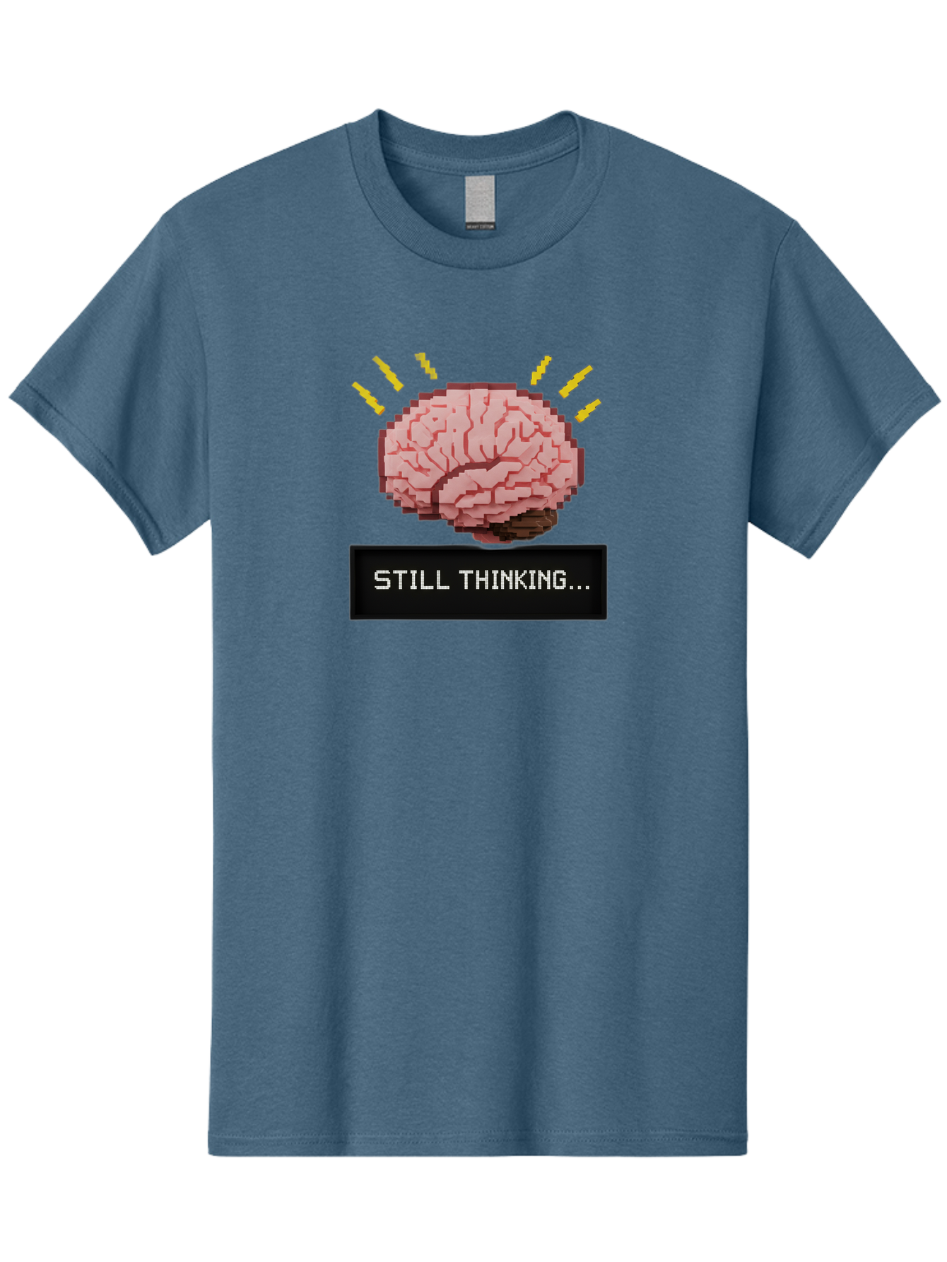 Still-Thinking-2 Men'S Graphic Tee, 100% Cotton, Comfortable Casual Summer Wear, Machine Washable, Pixel Art Brain, Thinking Face, Deep Thought, Problem Solving, Cognitive Function, Brain Activity, Still Thinking, Creative Thinking, Bab466