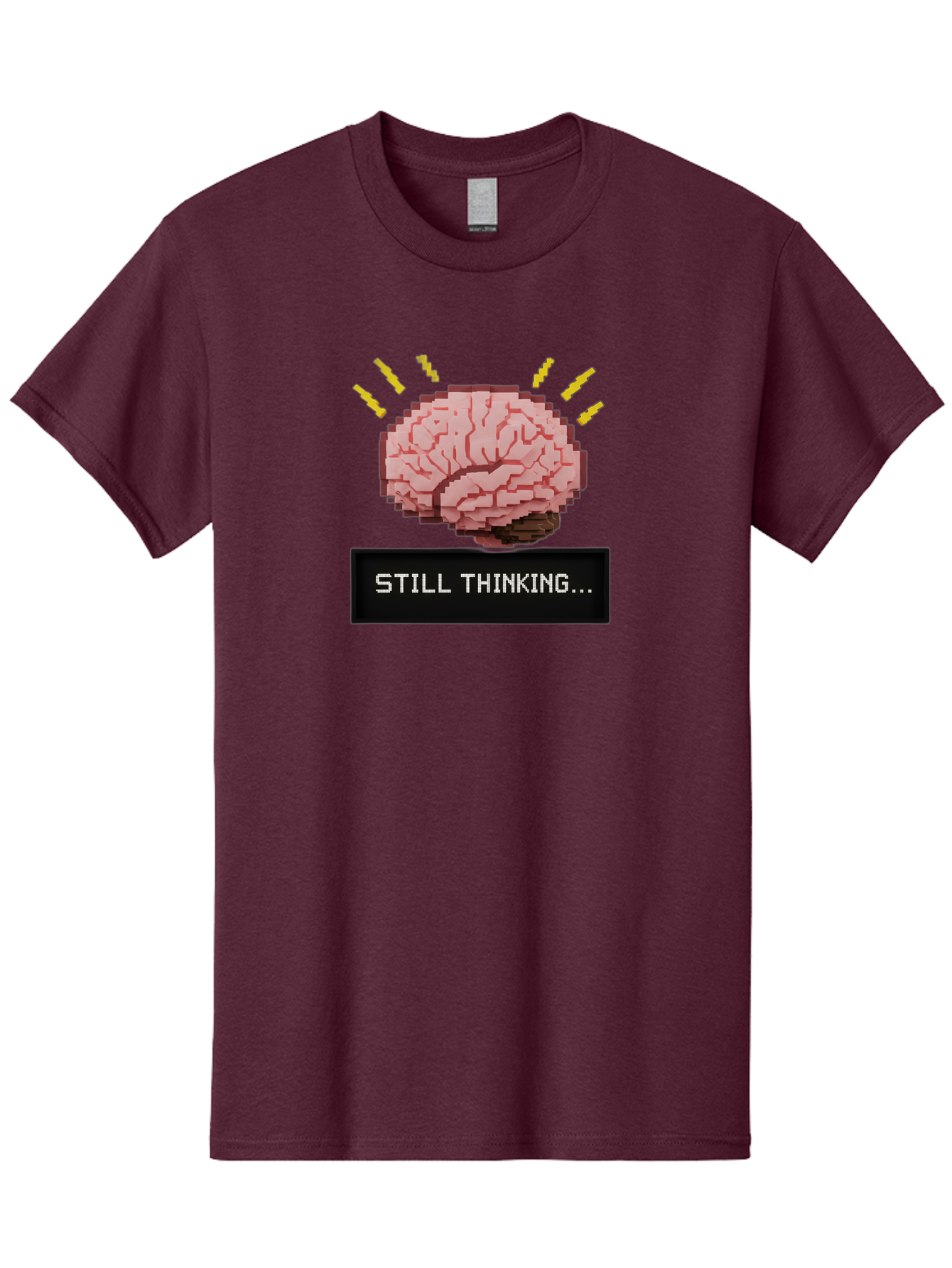 Still-Thinking-2 Men'S Graphic Tee, 100% Cotton, Comfortable Casual Summer Wear, Machine Washable, Pixel Art Brain, Thinking Face, Deep Thought, Problem Solving, Cognitive Function, Brain Activity, Still Thinking, Creative Thinking, Bab466