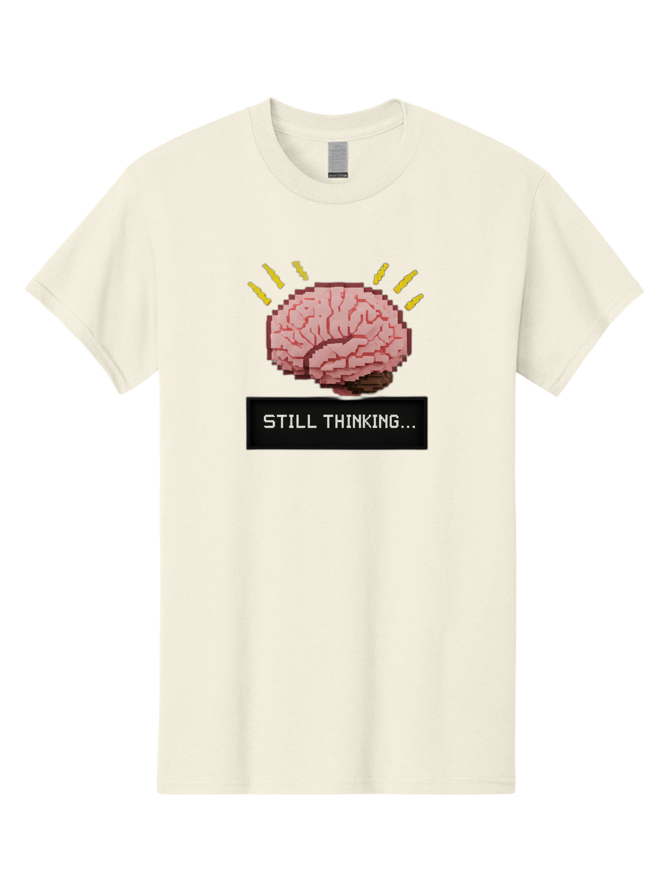 Still-Thinking-2 Men'S Graphic Tee, 100% Cotton, Comfortable Casual Summer Wear, Machine Washable, Pixel Art Brain, Thinking Face, Deep Thought, Problem Solving, Cognitive Function, Brain Activity, Still Thinking, Creative Thinking, Bab466