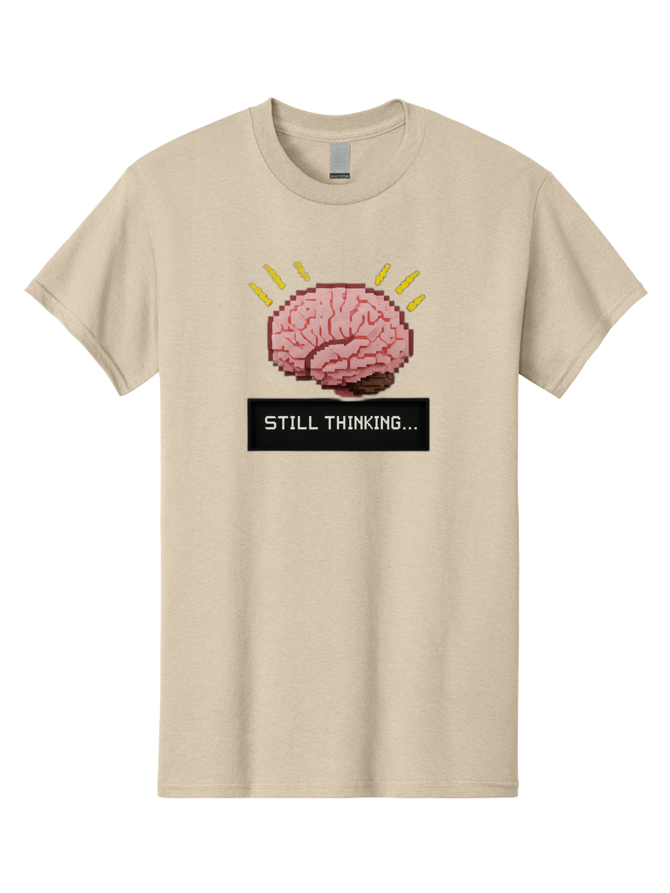 Still-Thinking-2 Men'S Graphic Tee, 100% Cotton, Comfortable Casual Summer Wear, Machine Washable, Pixel Art Brain, Thinking Face, Deep Thought, Problem Solving, Cognitive Function, Brain Activity, Still Thinking, Creative Thinking, Bab466