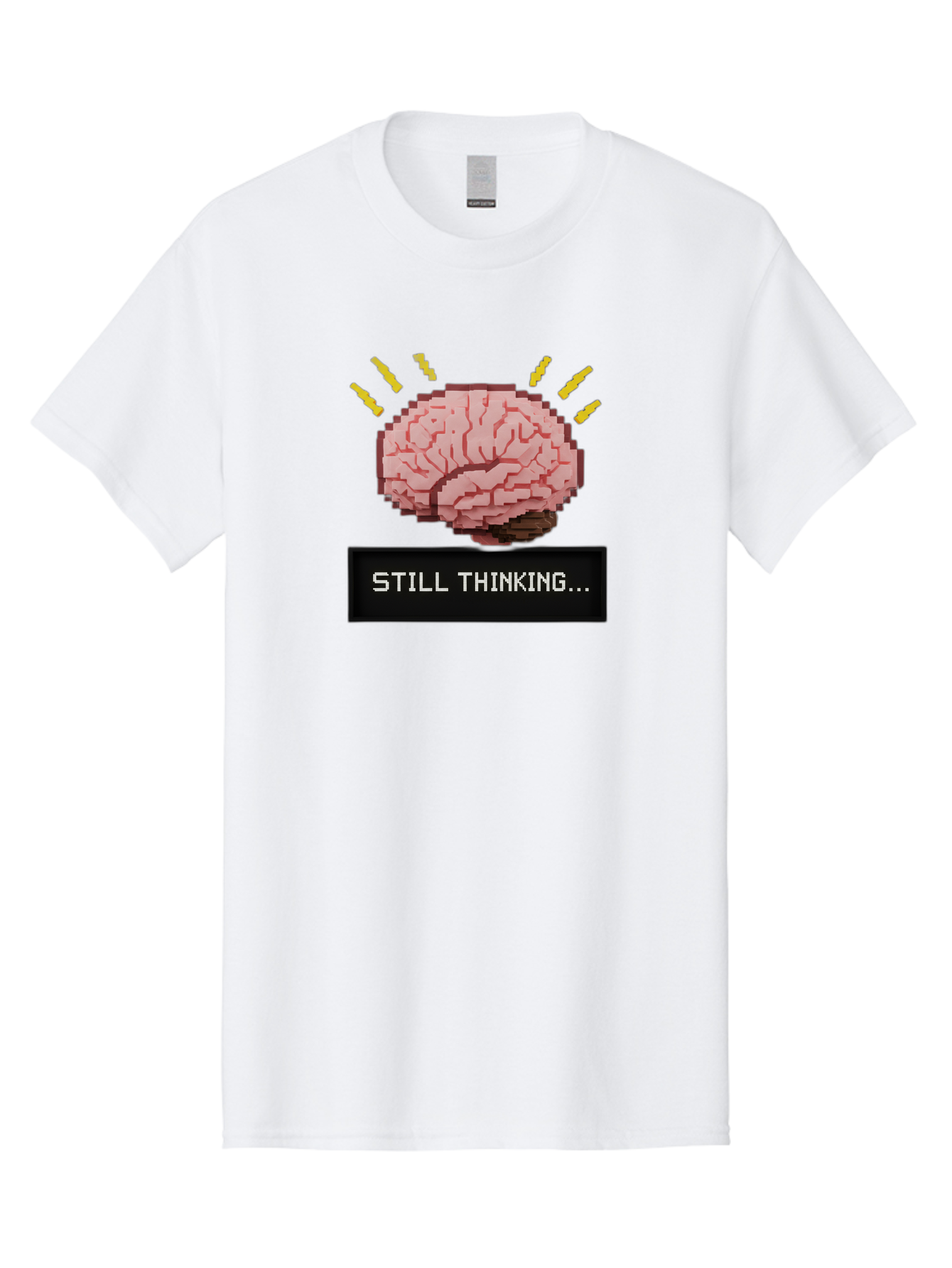 Still-Thinking-2 Men'S Graphic Tee, 100% Cotton, Comfortable Casual Summer Wear, Machine Washable, Pixel Art Brain, Thinking Face, Deep Thought, Problem Solving, Cognitive Function, Brain Activity, Still Thinking, Creative Thinking, Bab466