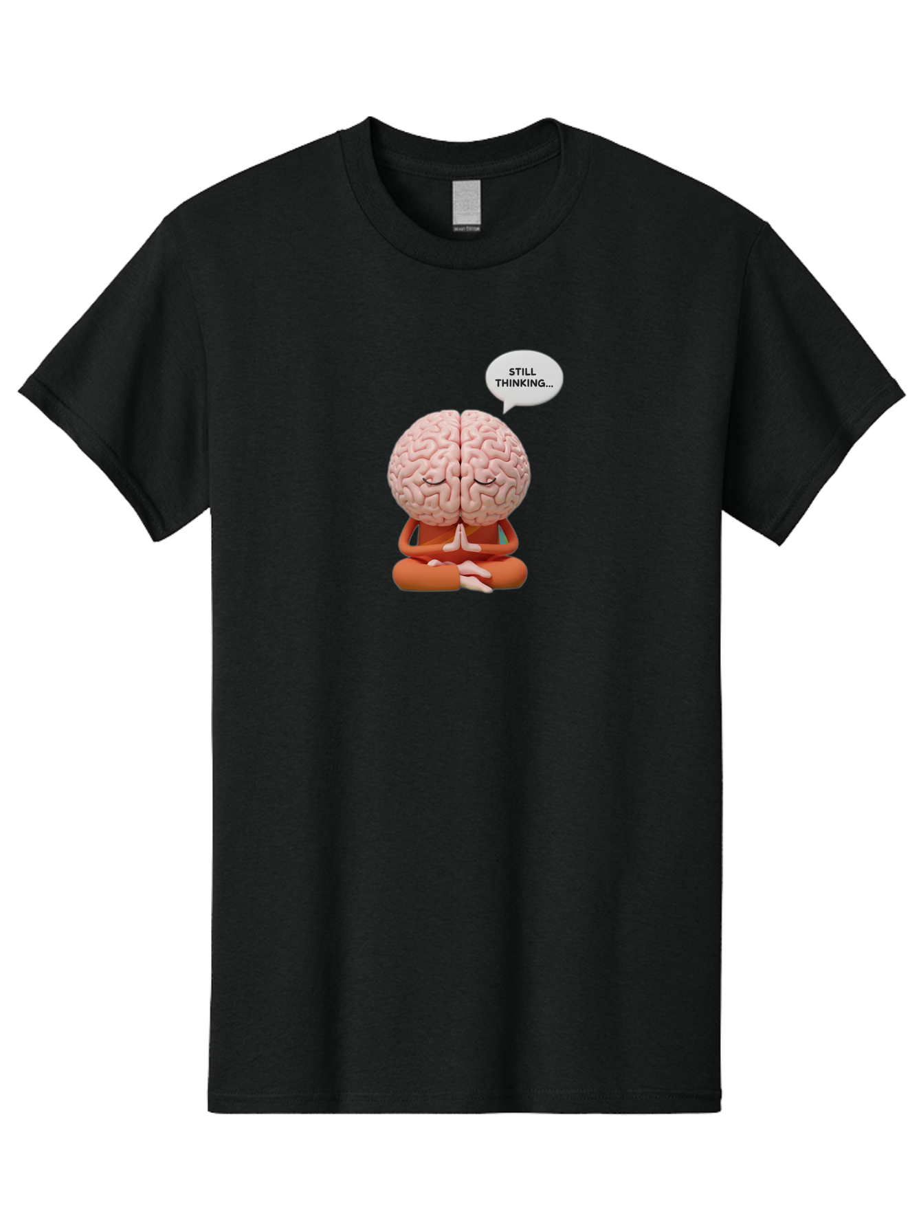 Still-Thinking-Brain-2 Men'S Graphic Tee, 100% Cotton, Comfortable Casual Summer Wear, Machine Washable, Brain Meditating, Thought Bubble, Still Thinking, Meditation Pose, Deep Thought, Mindfulness, Cognitive Function, Brain Power, Bab469