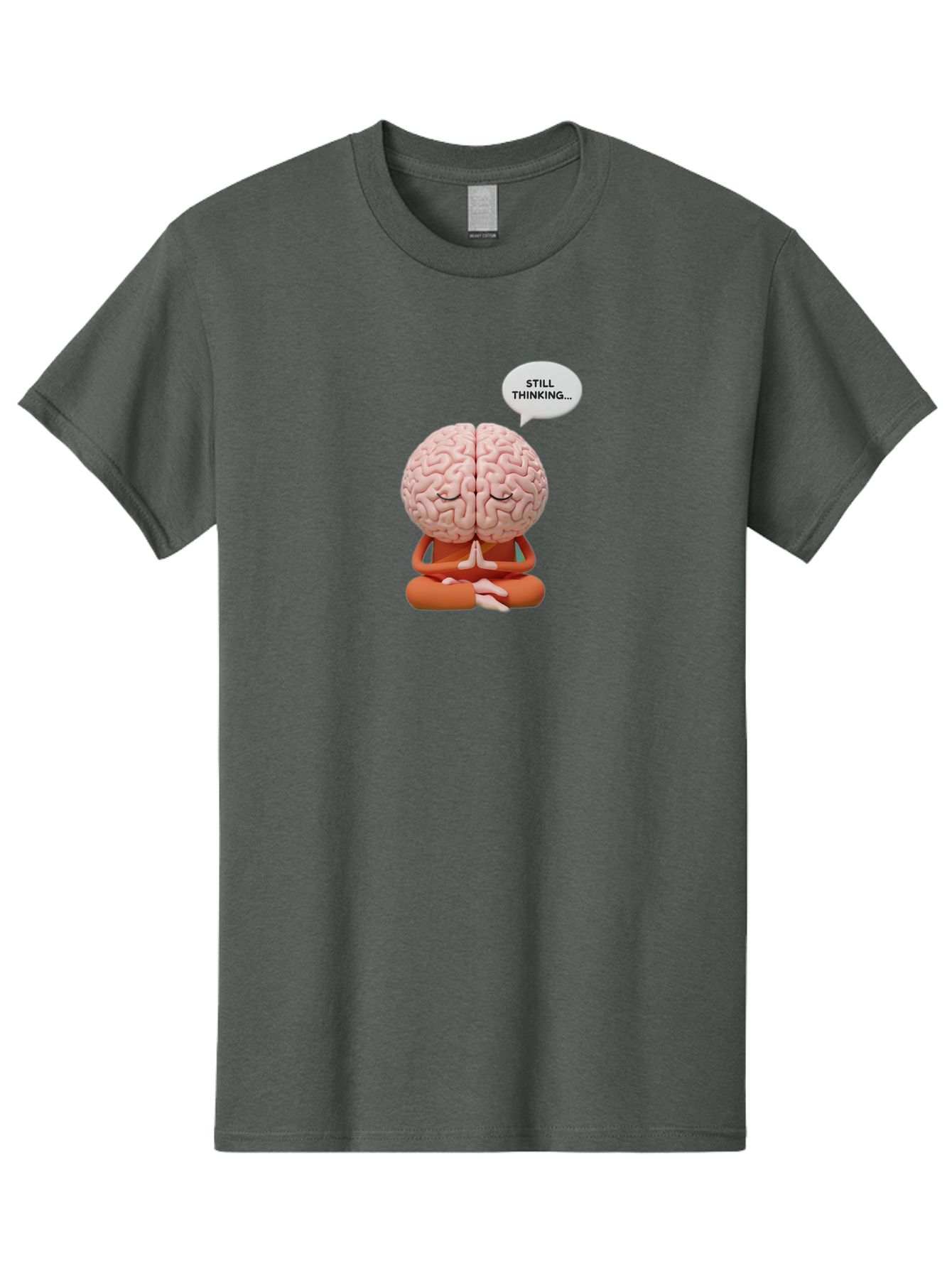 Still-Thinking-Brain-2 Men'S Graphic Tee, 100% Cotton, Comfortable Casual Summer Wear, Machine Washable, Brain Meditating, Thought Bubble, Still Thinking, Meditation Pose, Deep Thought, Mindfulness, Cognitive Function, Brain Power, Bab469