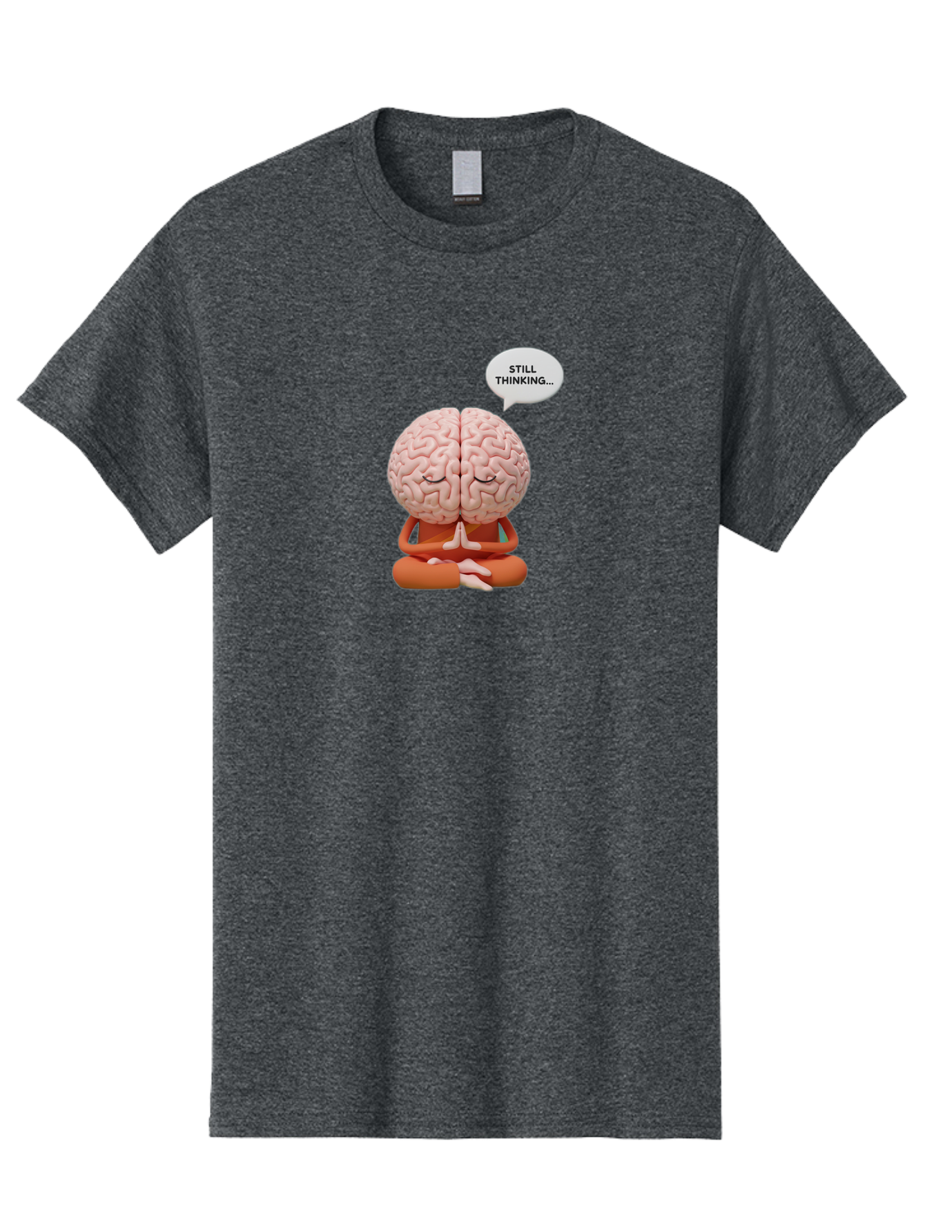 Still-Thinking-Brain-2 Men'S Graphic Tee, 100% Cotton, Comfortable Casual Summer Wear, Machine Washable, Brain Meditating, Thought Bubble, Still Thinking, Meditation Pose, Deep Thought, Mindfulness, Cognitive Function, Brain Power, Bab469