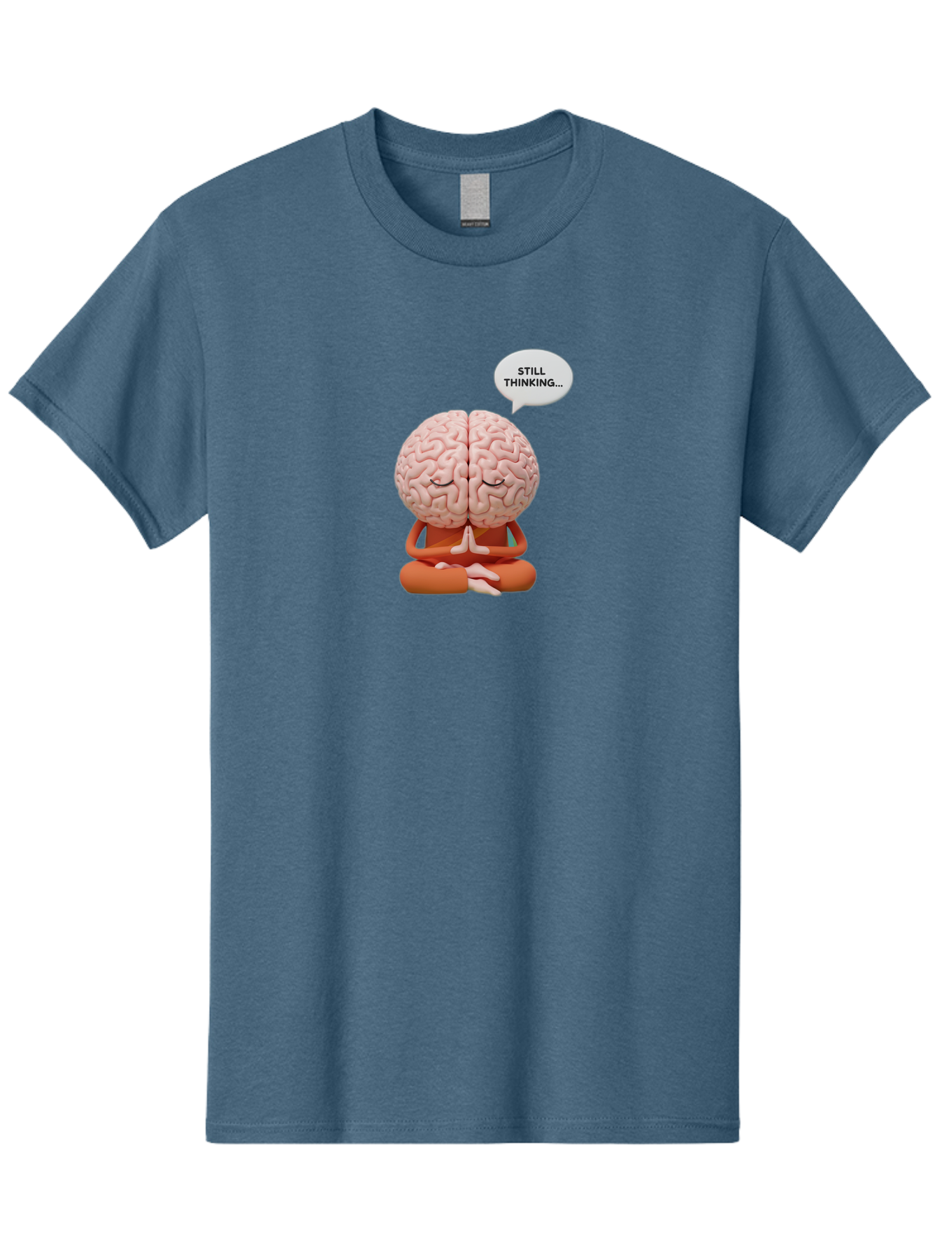 Still-Thinking-Brain-2 Men'S Graphic Tee, 100% Cotton, Comfortable Casual Summer Wear, Machine Washable, Brain Meditating, Thought Bubble, Still Thinking, Meditation Pose, Deep Thought, Mindfulness, Cognitive Function, Brain Power, Bab469