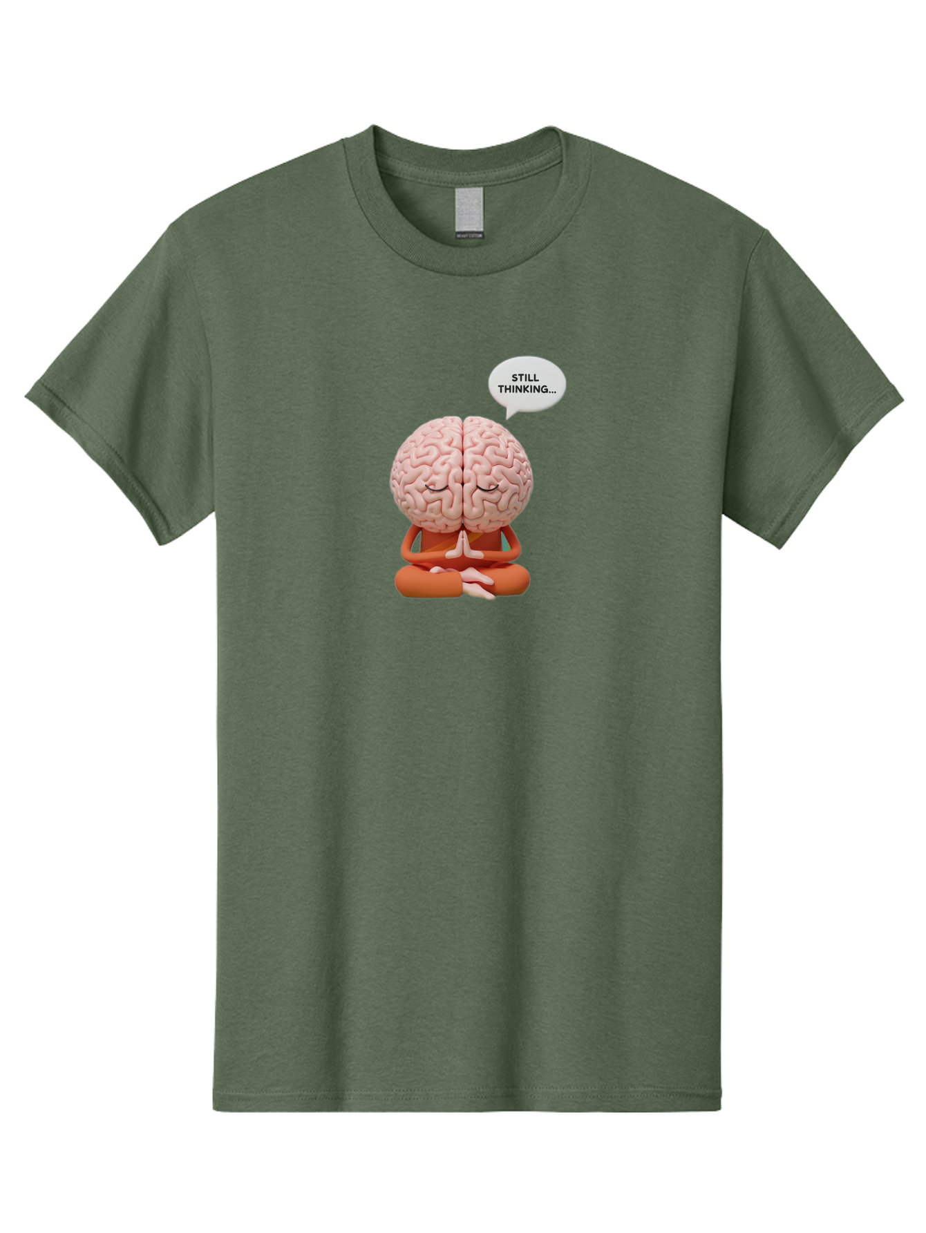 Still-Thinking-Brain-2 Men'S Graphic Tee, 100% Cotton, Comfortable Casual Summer Wear, Machine Washable, Brain Meditating, Thought Bubble, Still Thinking, Meditation Pose, Deep Thought, Mindfulness, Cognitive Function, Brain Power, Bab469