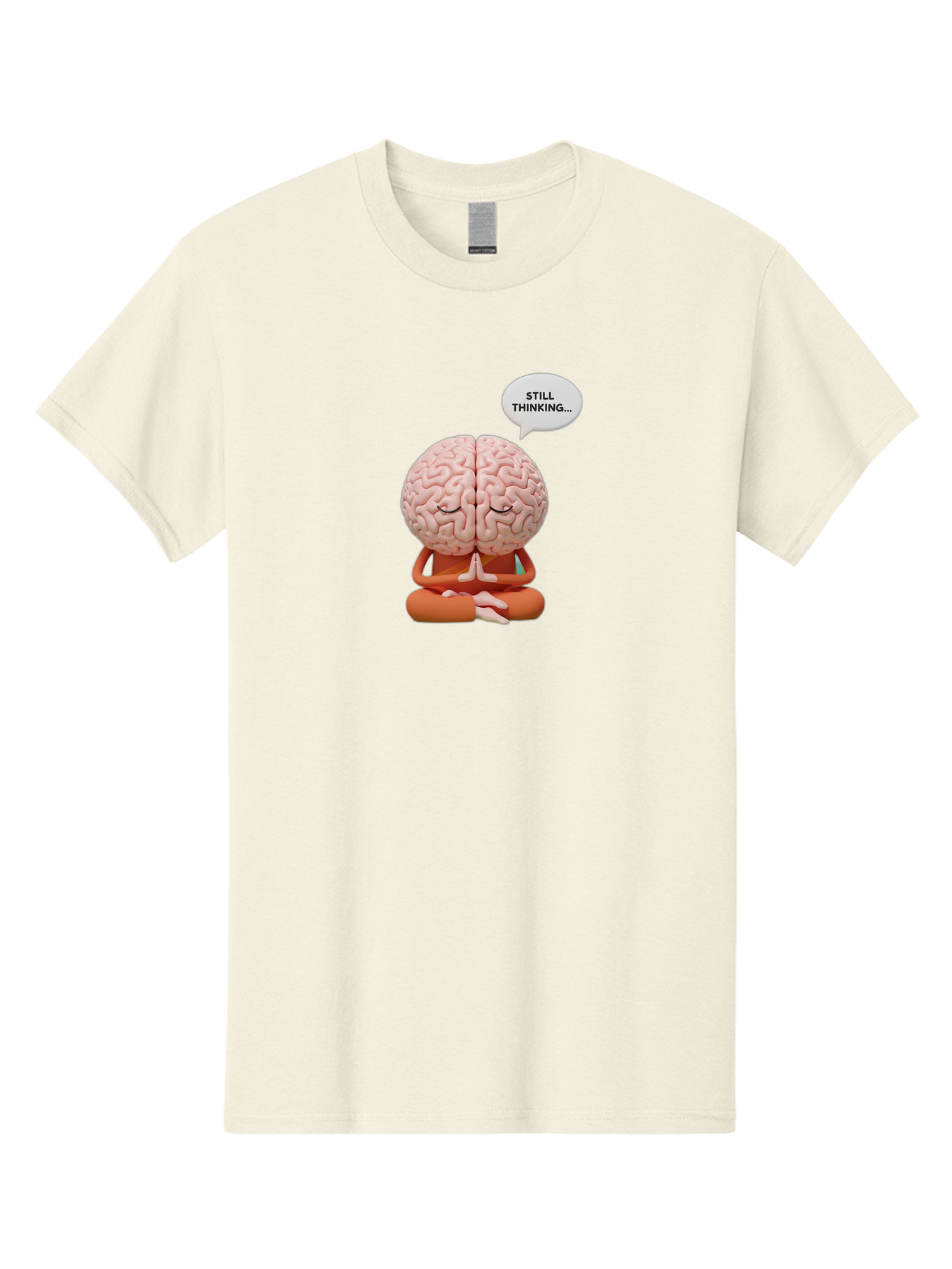 Still-Thinking-Brain-2 Men'S Graphic Tee, 100% Cotton, Comfortable Casual Summer Wear, Machine Washable, Brain Meditating, Thought Bubble, Still Thinking, Meditation Pose, Deep Thought, Mindfulness, Cognitive Function, Brain Power, Bab469