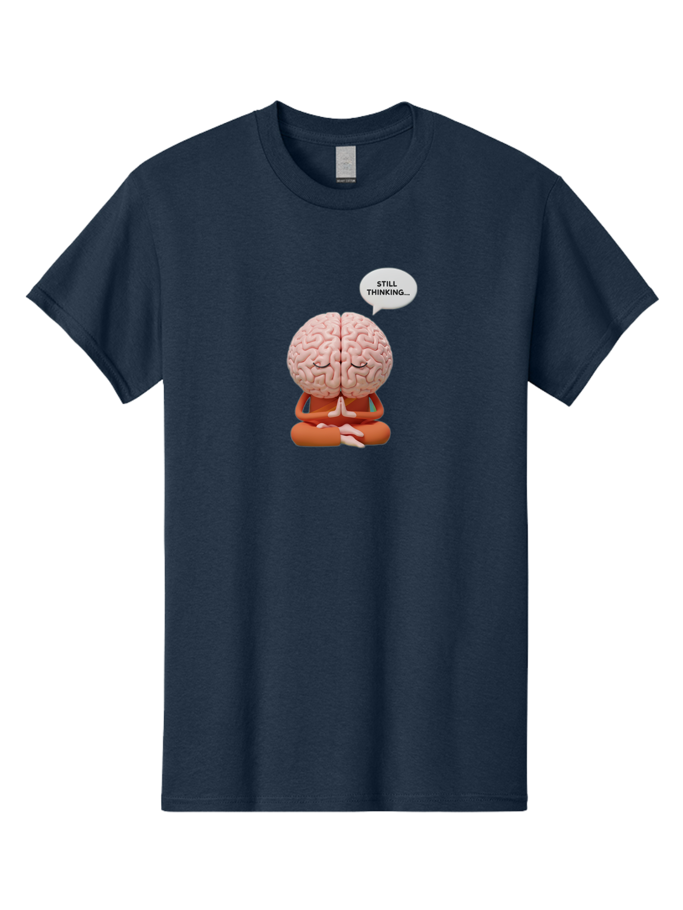 Still-Thinking-Brain-2 Men'S Graphic Tee, 100% Cotton, Comfortable Casual Summer Wear, Machine Washable, Brain Meditating, Thought Bubble, Still Thinking, Meditation Pose, Deep Thought, Mindfulness, Cognitive Function, Brain Power, Bab469
