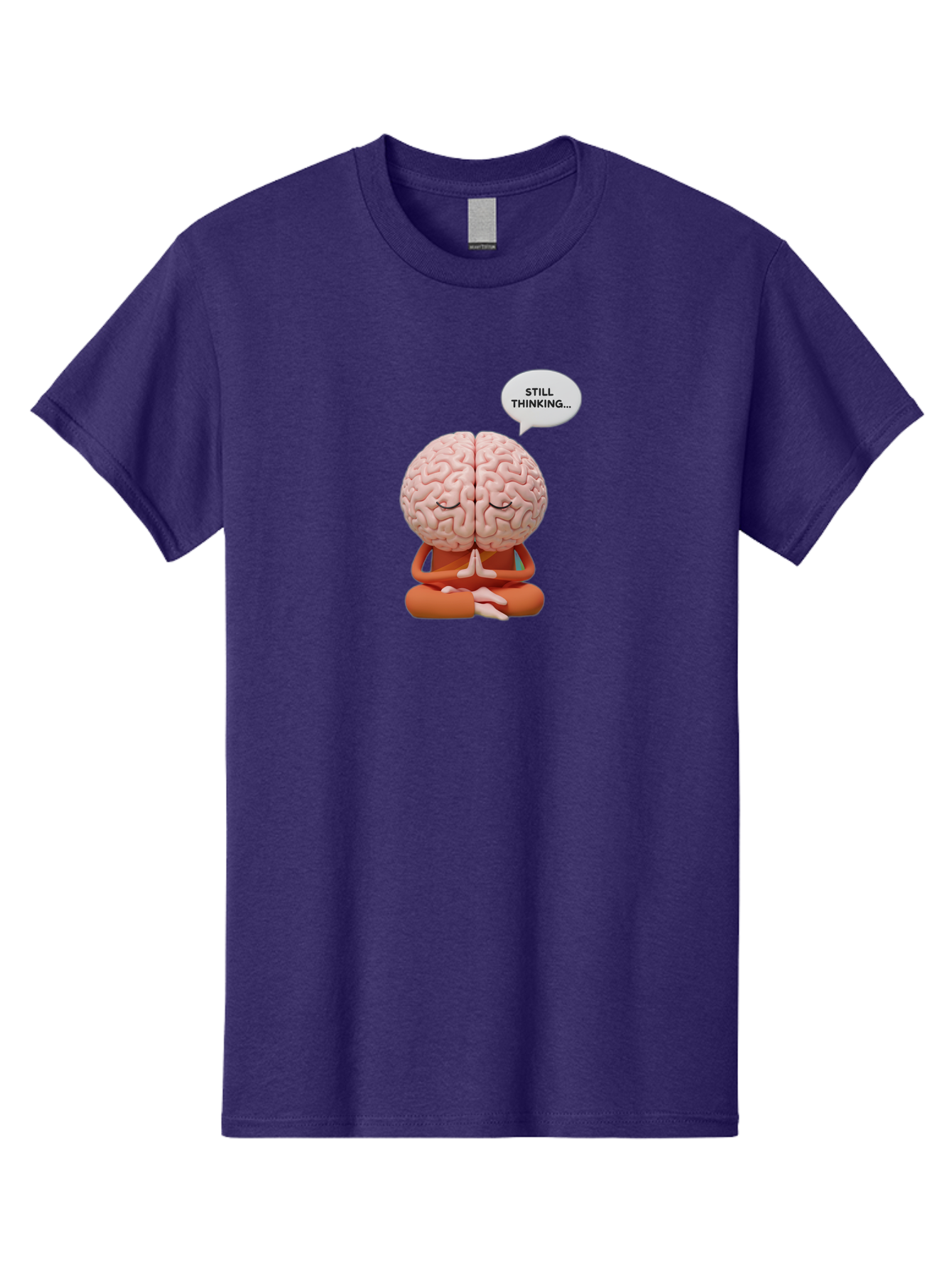 Still-Thinking-Brain-2 Men'S Graphic Tee, 100% Cotton, Comfortable Casual Summer Wear, Machine Washable, Brain Meditating, Thought Bubble, Still Thinking, Meditation Pose, Deep Thought, Mindfulness, Cognitive Function, Brain Power, Bab469