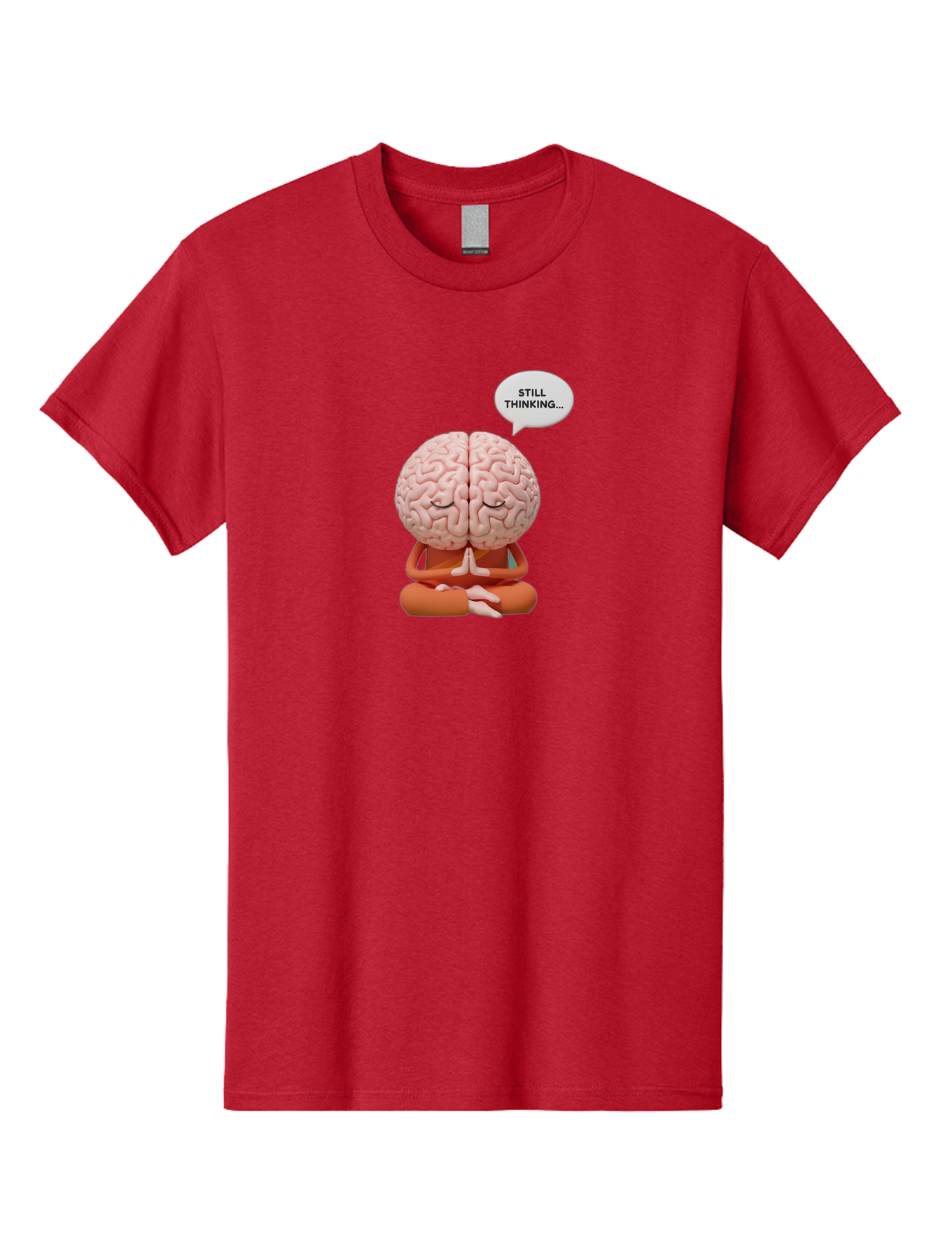 Still-Thinking-Brain-2 Men'S Graphic Tee, 100% Cotton, Comfortable Casual Summer Wear, Machine Washable, Brain Meditating, Thought Bubble, Still Thinking, Meditation Pose, Deep Thought, Mindfulness, Cognitive Function, Brain Power, Bab469