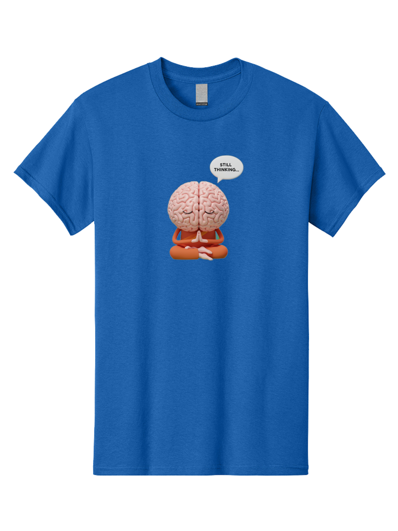 Still-Thinking-Brain-2 Men'S Graphic Tee, 100% Cotton, Comfortable Casual Summer Wear, Machine Washable, Brain Meditating, Thought Bubble, Still Thinking, Meditation Pose, Deep Thought, Mindfulness, Cognitive Function, Brain Power, Bab469