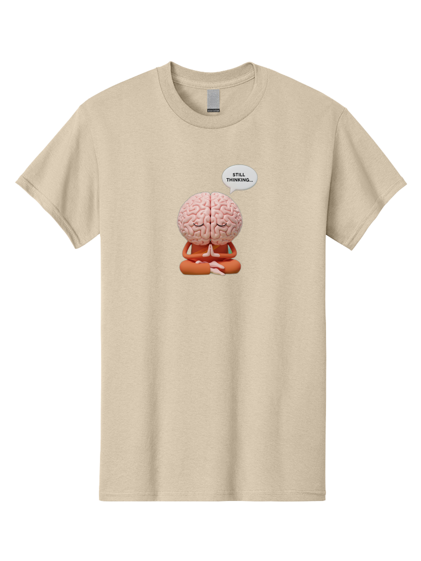 Still-Thinking-Brain-2 Men'S Graphic Tee, 100% Cotton, Comfortable Casual Summer Wear, Machine Washable, Brain Meditating, Thought Bubble, Still Thinking, Meditation Pose, Deep Thought, Mindfulness, Cognitive Function, Brain Power, Bab469