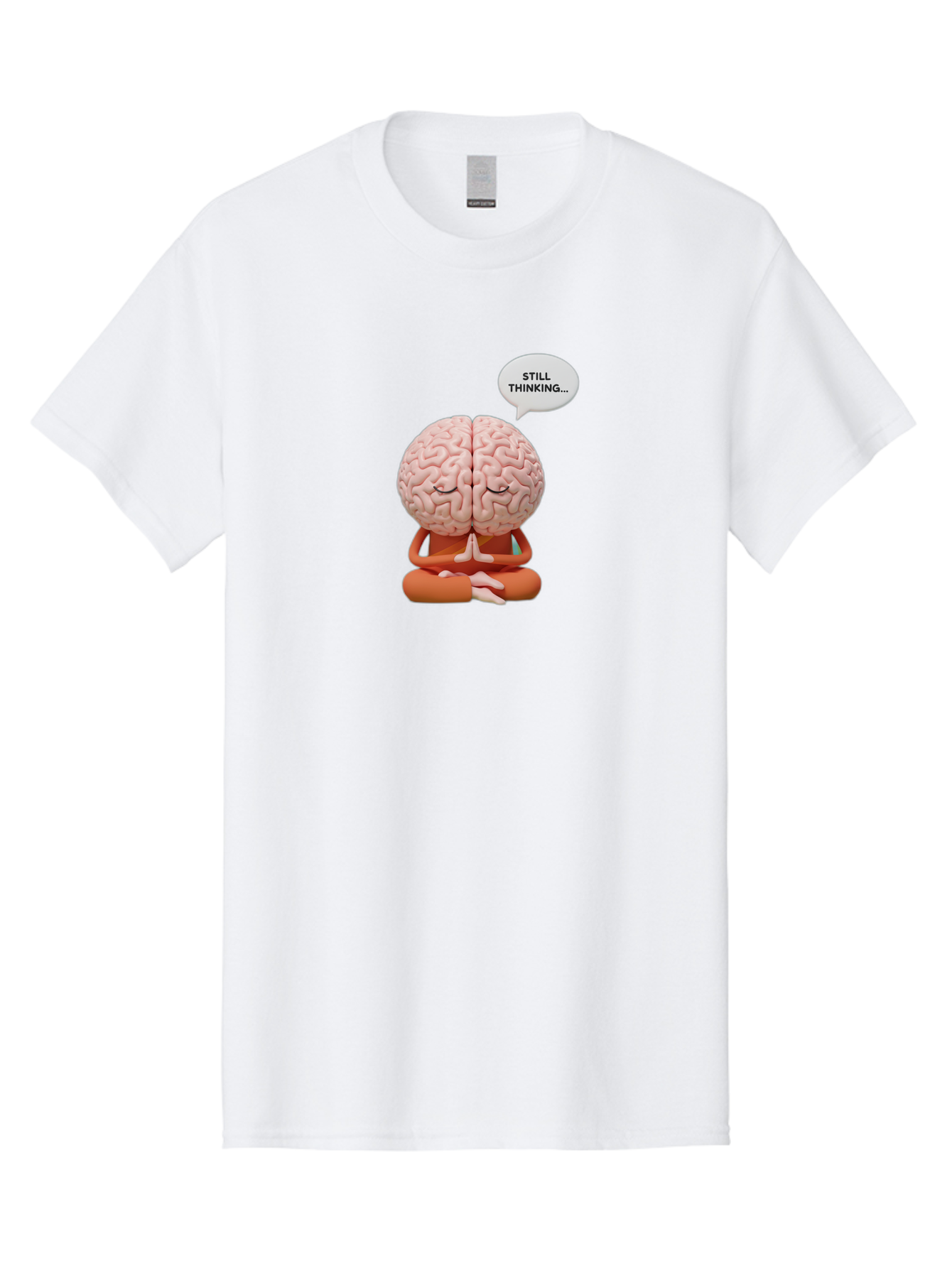 Still-Thinking-Brain-2 Men'S Graphic Tee, 100% Cotton, Comfortable Casual Summer Wear, Machine Washable, Brain Meditating, Thought Bubble, Still Thinking, Meditation Pose, Deep Thought, Mindfulness, Cognitive Function, Brain Power, Bab469