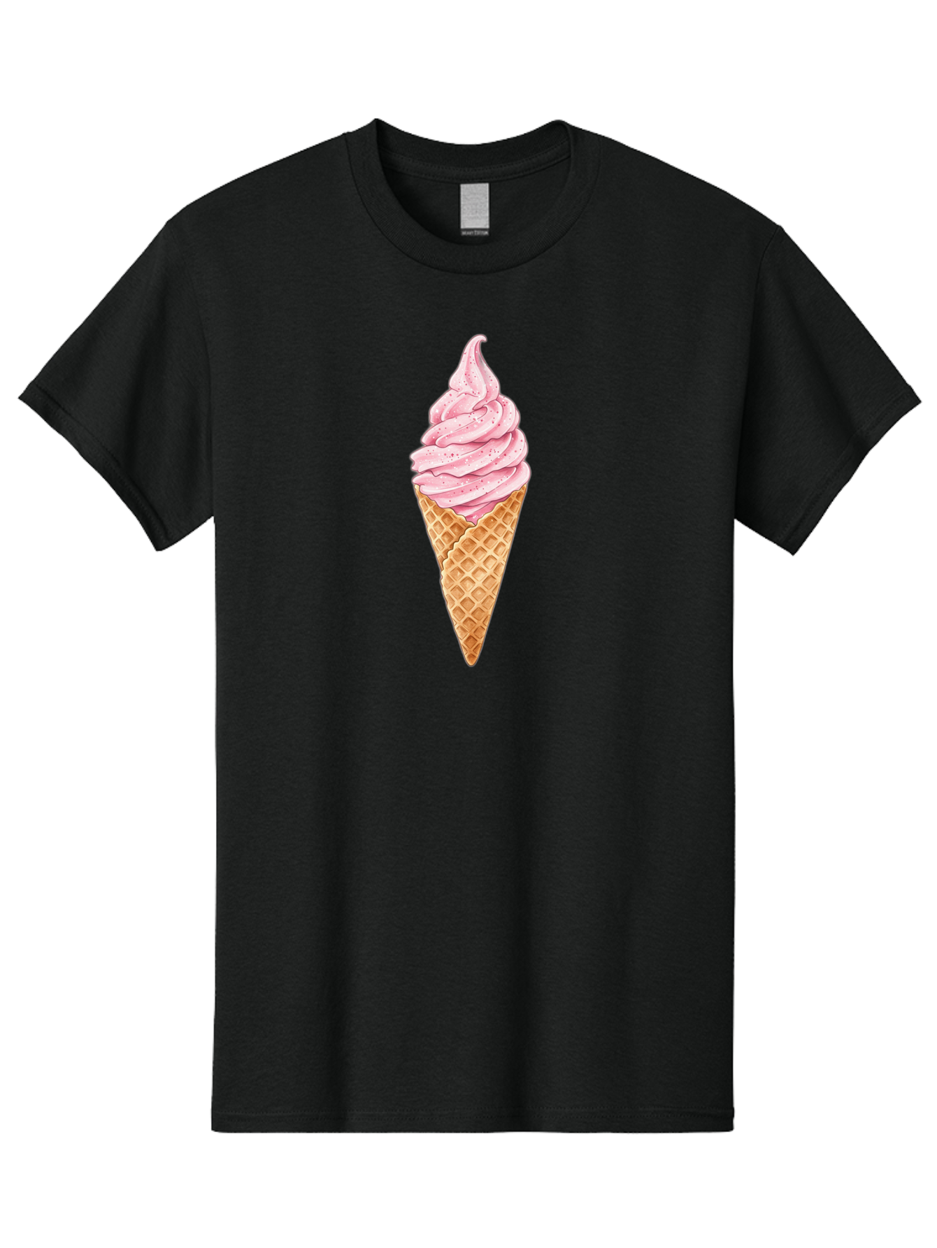 Strawberry-Soft-Serve-Cone Men'S Graphic Tee, 100% Cotton, Comfortable Casual Summer Wear, Machine Washable, Strawberry Soft-Serve Ice Cream, Waffle Cone, Sweet Treat, Dessert, Pink Ice Cream, Summer Snack, Frozen Yogurt, Cone, Ice Cream Cone Bab474