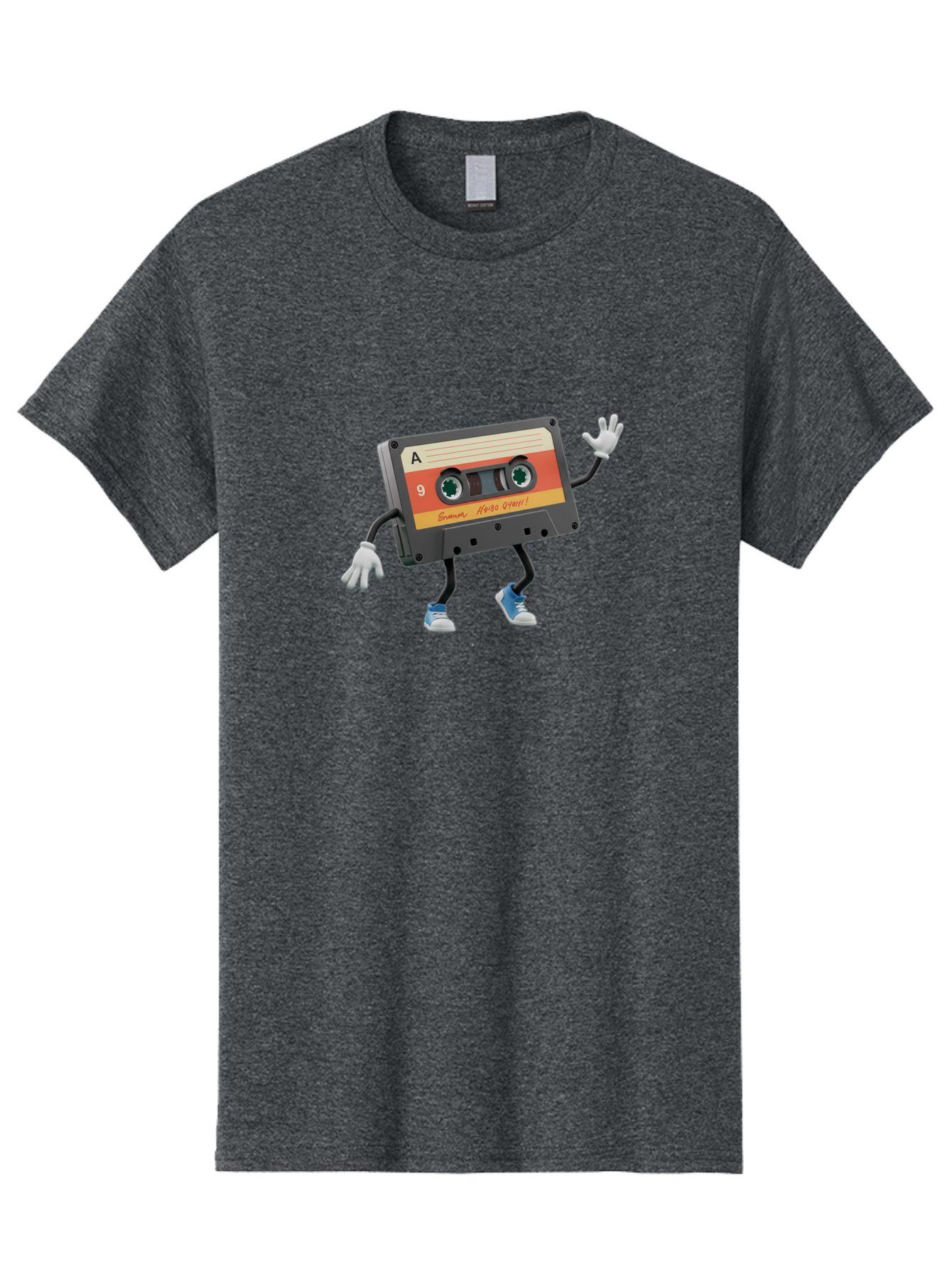 Summer-Hero-1999-Cassette Men'S Graphic Tee, 100% Cotton, Comfortable Casual Summer Wear, Machine Washable, Vintage Cassette Tape, Retro Music, Summer Hero 1999, Cartoon Character, Black And Orange Label, Nostalgic Vibe, Retro Tech, 90S Music, Bab476