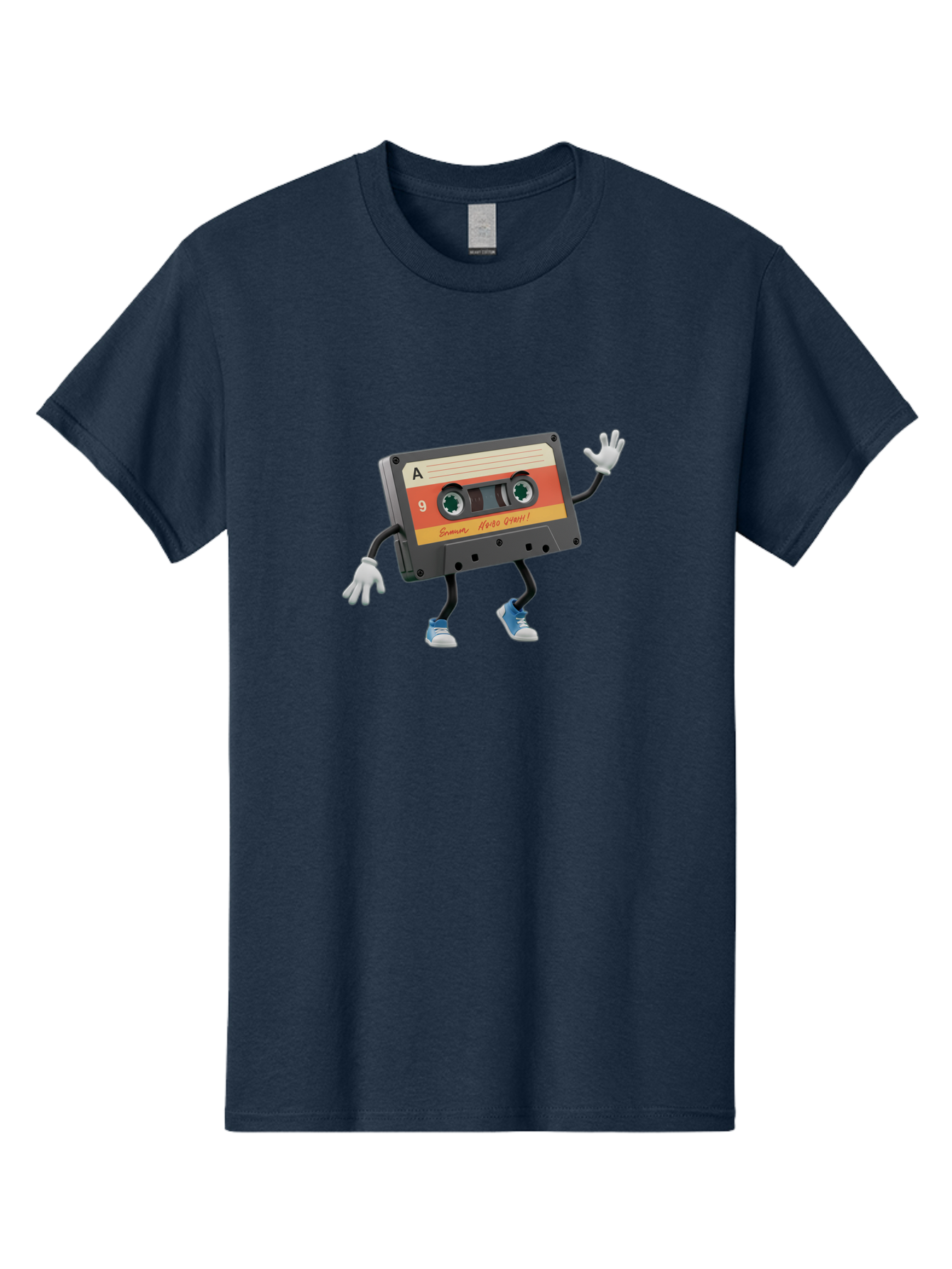 Summer-Hero-1999-Cassette Men'S Graphic Tee, 100% Cotton, Comfortable Casual Summer Wear, Machine Washable, Vintage Cassette Tape, Retro Music, Summer Hero 1999, Cartoon Character, Black And Orange Label, Nostalgic Vibe, Retro Tech, 90S Music, Bab476