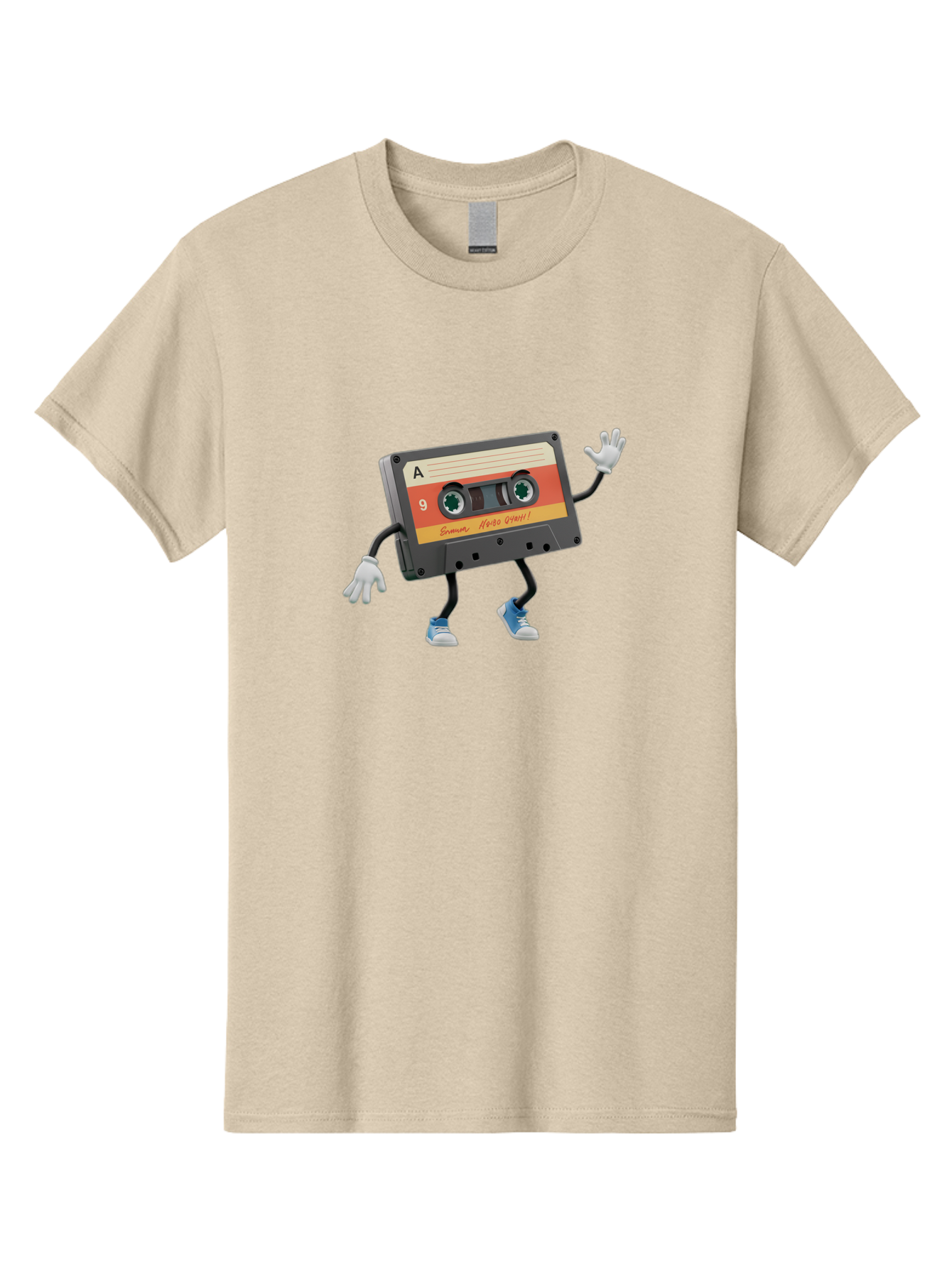 Summer-Hero-1999-Cassette Men'S Graphic Tee, 100% Cotton, Comfortable Casual Summer Wear, Machine Washable, Vintage Cassette Tape, Retro Music, Summer Hero 1999, Cartoon Character, Black And Orange Label, Nostalgic Vibe, Retro Tech, 90S Music, Bab476