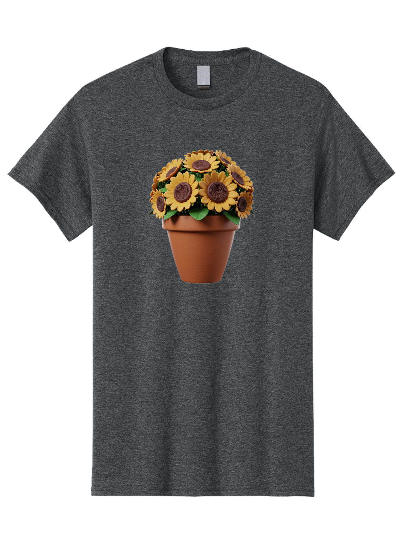 Sunflowers-In-Terracotta-Pot Men'S Graphic Tee, 100% Cotton, Comfortable Casual Summer Wear, Machine Washable, Sunflowers In Terracotta Pot, Yellow Flowers, Floral Arrangement, Potted Plants, Garden Decor, Home Decor, Artificial Flowers, Bab479