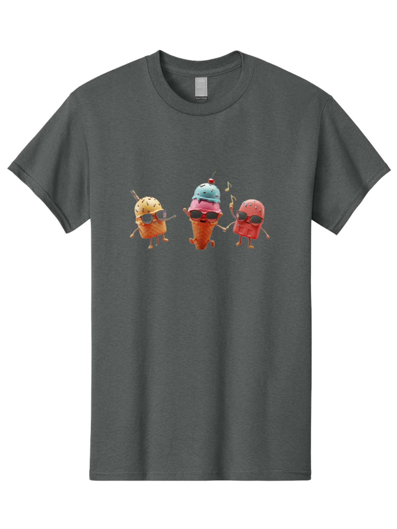 Sunglasses-Ice-Cream Men'S Graphic Tee, 100% Cotton, Comfortable Casual Summer Wear, Machine Washable, Fun Ice Cream Characters, Cool Shades, Summertime Vibes, Dancing Treats, Playful Dessert, Sweet Indulgence, Frozen Fun Bab480