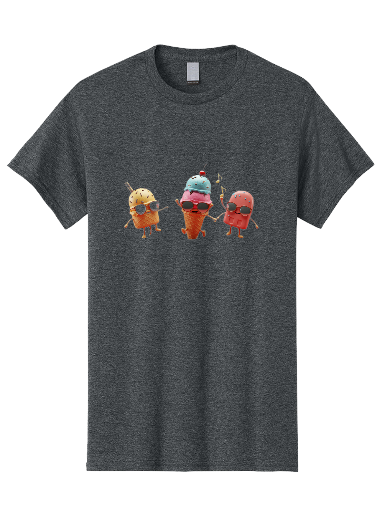 Sunglasses-Ice-Cream Men'S Graphic Tee, 100% Cotton, Comfortable Casual Summer Wear, Machine Washable, Fun Ice Cream Characters, Cool Shades, Summertime Vibes, Dancing Treats, Playful Dessert, Sweet Indulgence, Frozen Fun Bab480