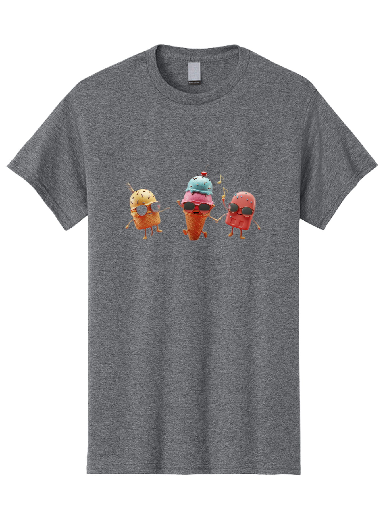 Sunglasses-Ice-Cream Men'S Graphic Tee, 100% Cotton, Comfortable Casual Summer Wear, Machine Washable, Fun Ice Cream Characters, Cool Shades, Summertime Vibes, Dancing Treats, Playful Dessert, Sweet Indulgence, Frozen Fun Bab480