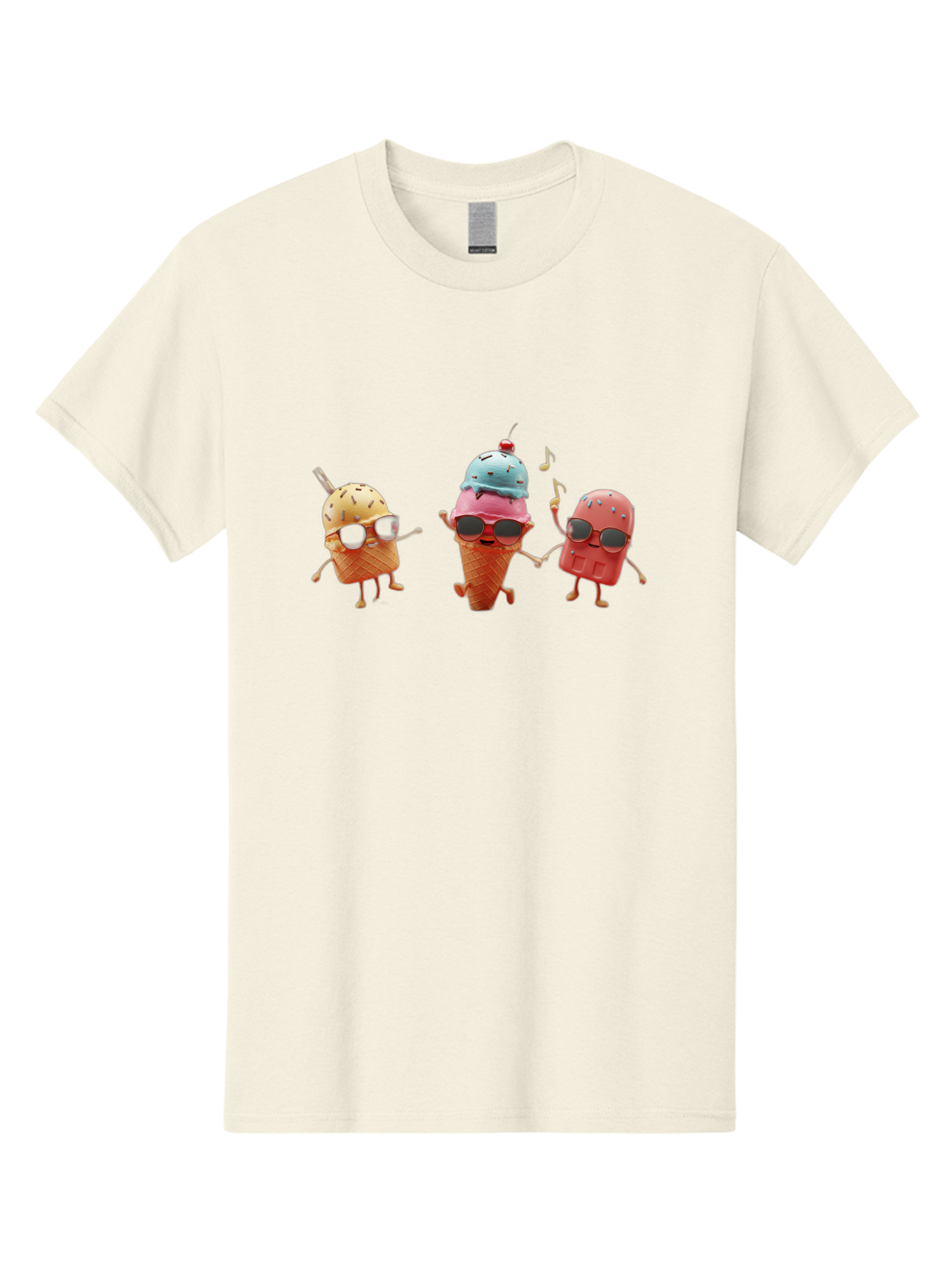 Sunglasses-Ice-Cream Men'S Graphic Tee, 100% Cotton, Comfortable Casual Summer Wear, Machine Washable, Fun Ice Cream Characters, Cool Shades, Summertime Vibes, Dancing Treats, Playful Dessert, Sweet Indulgence, Frozen Fun Bab480