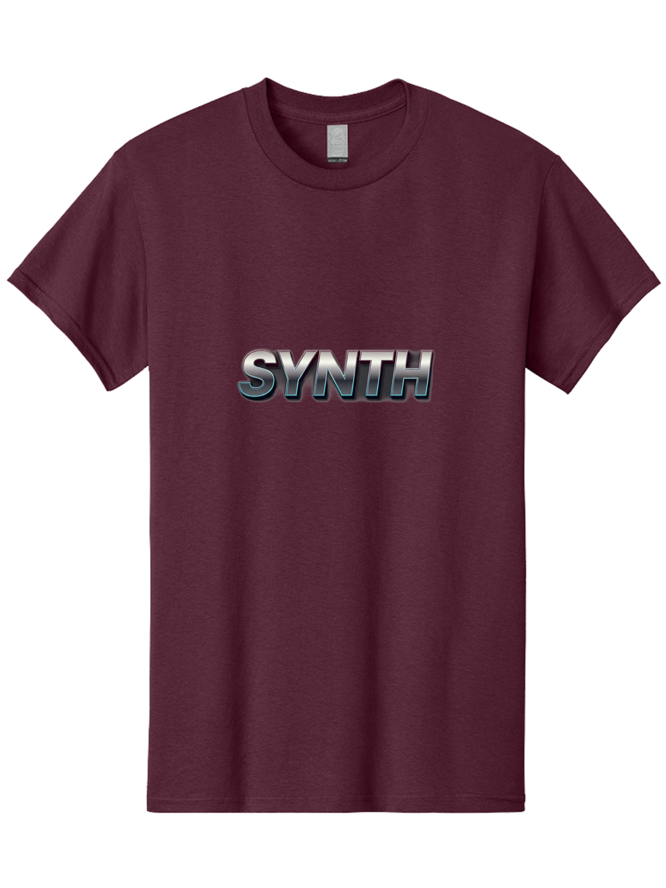 Synth Men'S Graphic Tee, 100% Cotton, Comfortable Casual Summer Wear, Machine Washable, Synth, Silver Text, Bold Font, Chrome Effect, Metallic Sheen, Futuristic Design, Modern Typography, Tech-Inspired Graphic Bab483