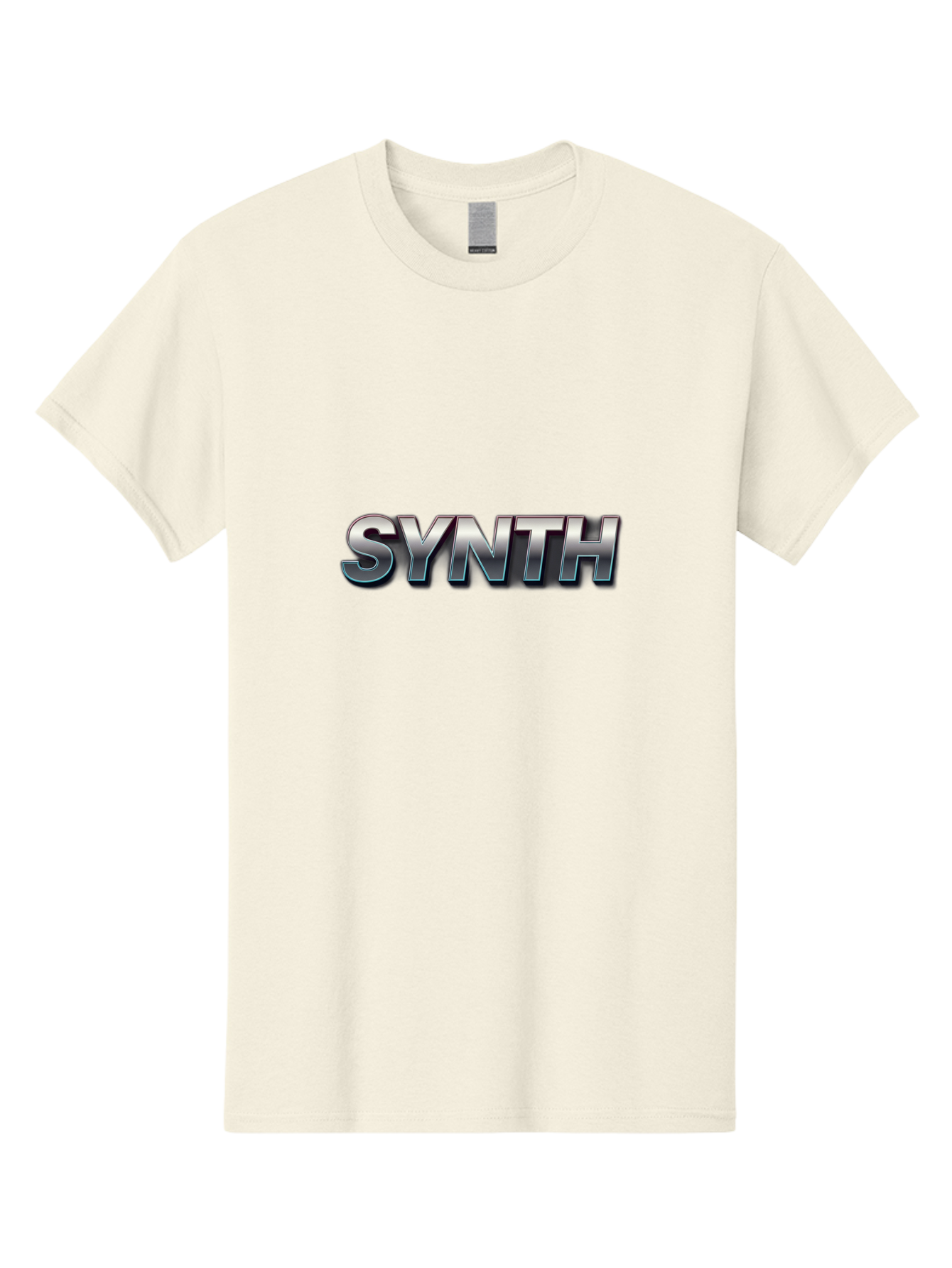 Synth Men'S Graphic Tee, 100% Cotton, Comfortable Casual Summer Wear, Machine Washable, Synth, Silver Text, Bold Font, Chrome Effect, Metallic Sheen, Futuristic Design, Modern Typography, Tech-Inspired Graphic Bab483