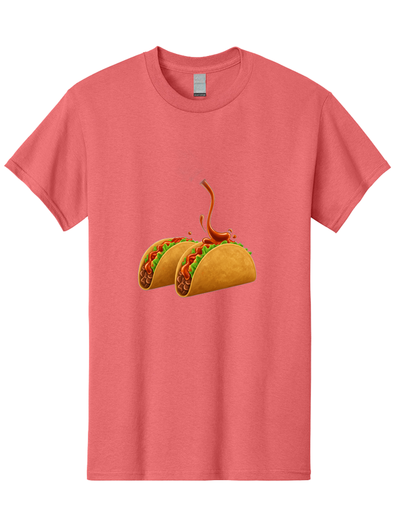 Tacos-With-Hot-Sauce Men'S Graphic Tee, 100% Cotton, Comfortable Casual Summer Wear, Machine Washable, Tacos With Lettuce, Salsa Splashing, Mexican Food, Fast Food, Taco Graphics, Vibrant Red Sauce, Crunchy Tacos, Fresh Lettuce, Salsa Splash Bab488