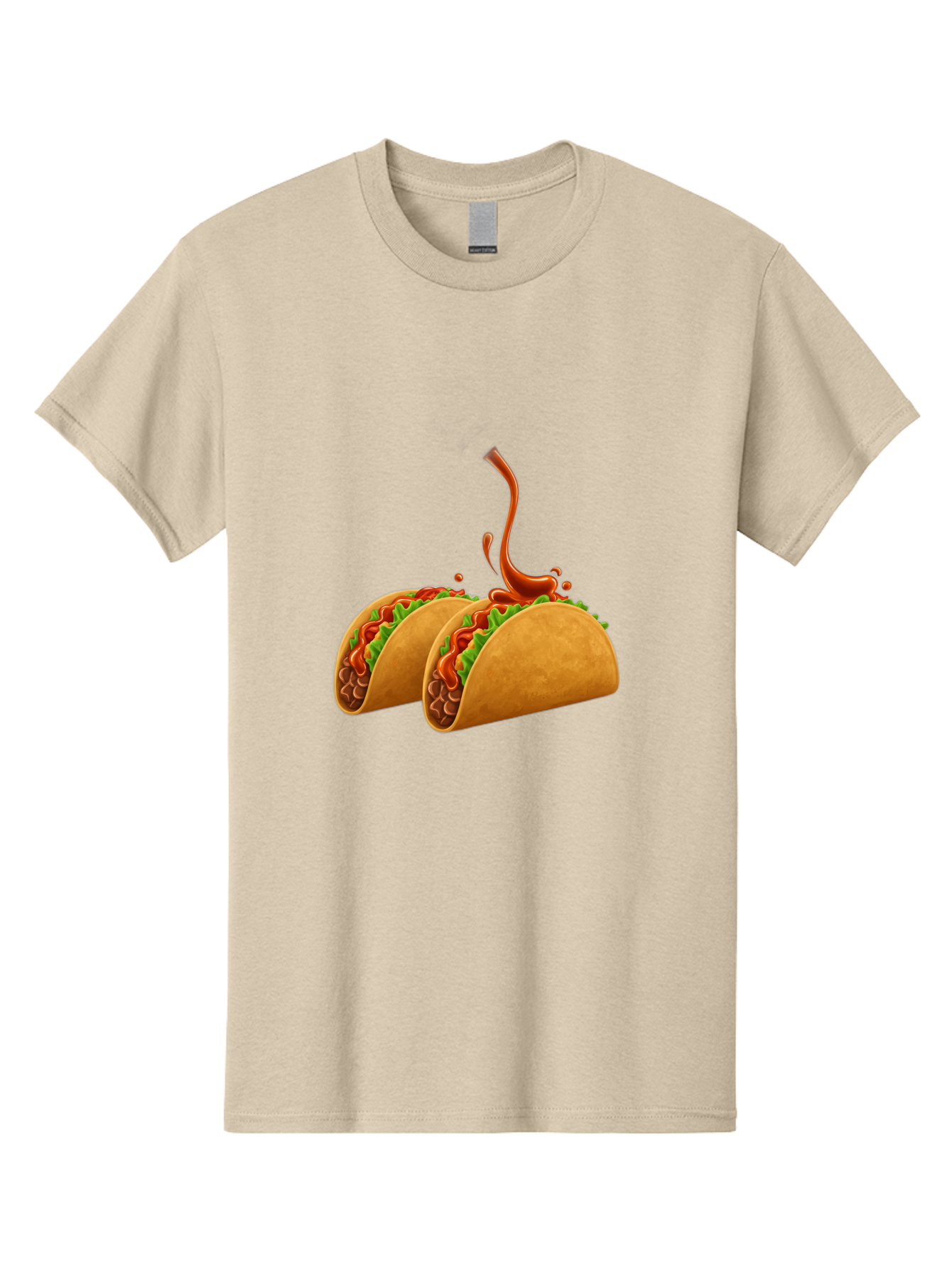 Tacos-With-Hot-Sauce Men'S Graphic Tee, 100% Cotton, Comfortable Casual Summer Wear, Machine Washable, Tacos With Lettuce, Salsa Splashing, Mexican Food, Fast Food, Taco Graphics, Vibrant Red Sauce, Crunchy Tacos, Fresh Lettuce, Salsa Splash Bab488