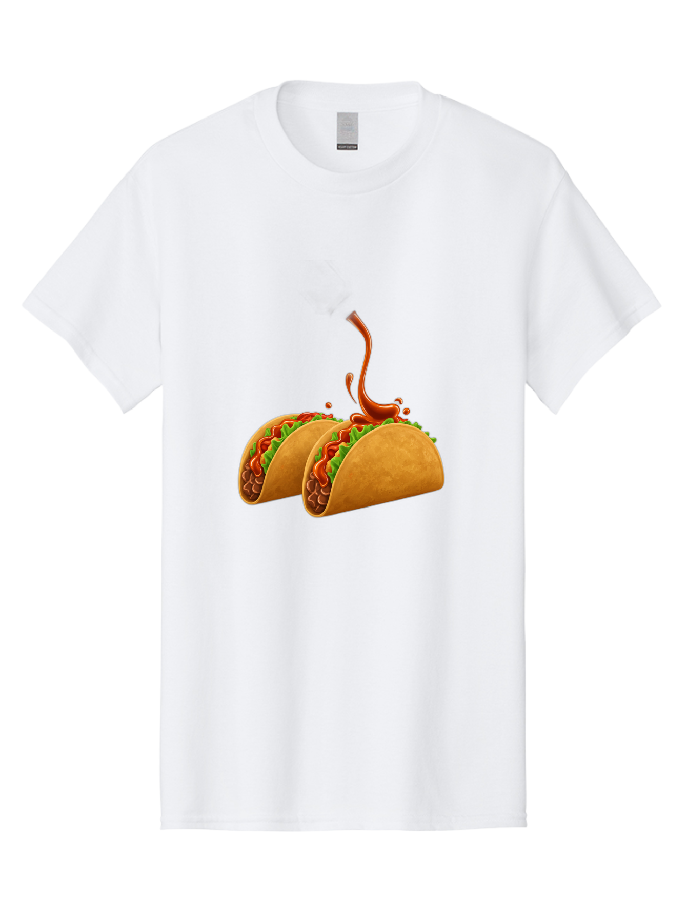 Tacos-With-Hot-Sauce Men'S Graphic Tee, 100% Cotton, Comfortable Casual Summer Wear, Machine Washable, Tacos With Lettuce, Salsa Splashing, Mexican Food, Fast Food, Taco Graphics, Vibrant Red Sauce, Crunchy Tacos, Fresh Lettuce, Salsa Splash Bab488