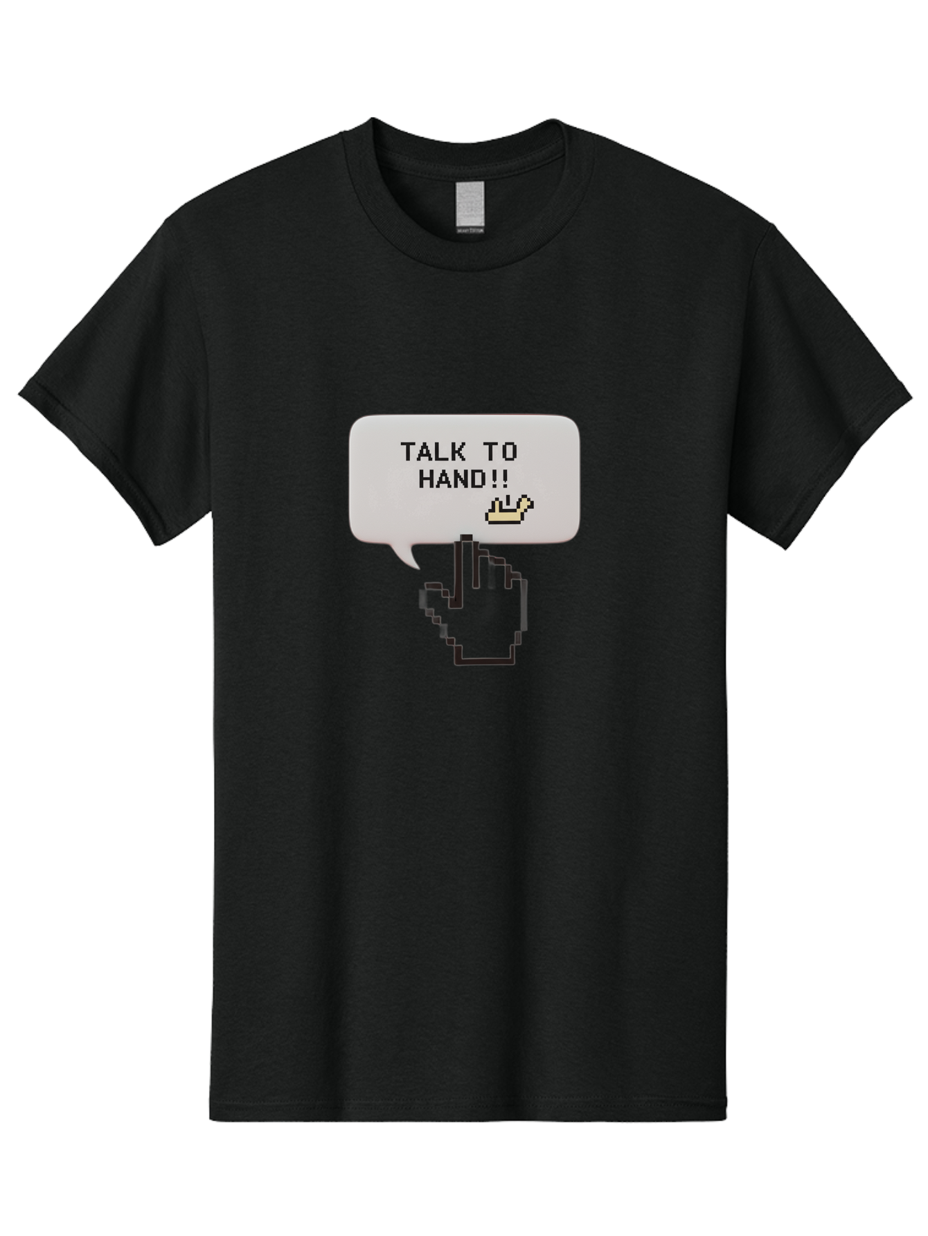 Talk-To-Hand Men'S Graphic Tee, 100% Cotton, Comfortable Casual Summer Wear, Machine Washable, Talk To Hand, Pixel Art, Greeting Card, Waving Hand, User Interface, Retro Style, Chat Bubble, Hand Icon, Hand Gesture, 90S Nostalgia Bab489
