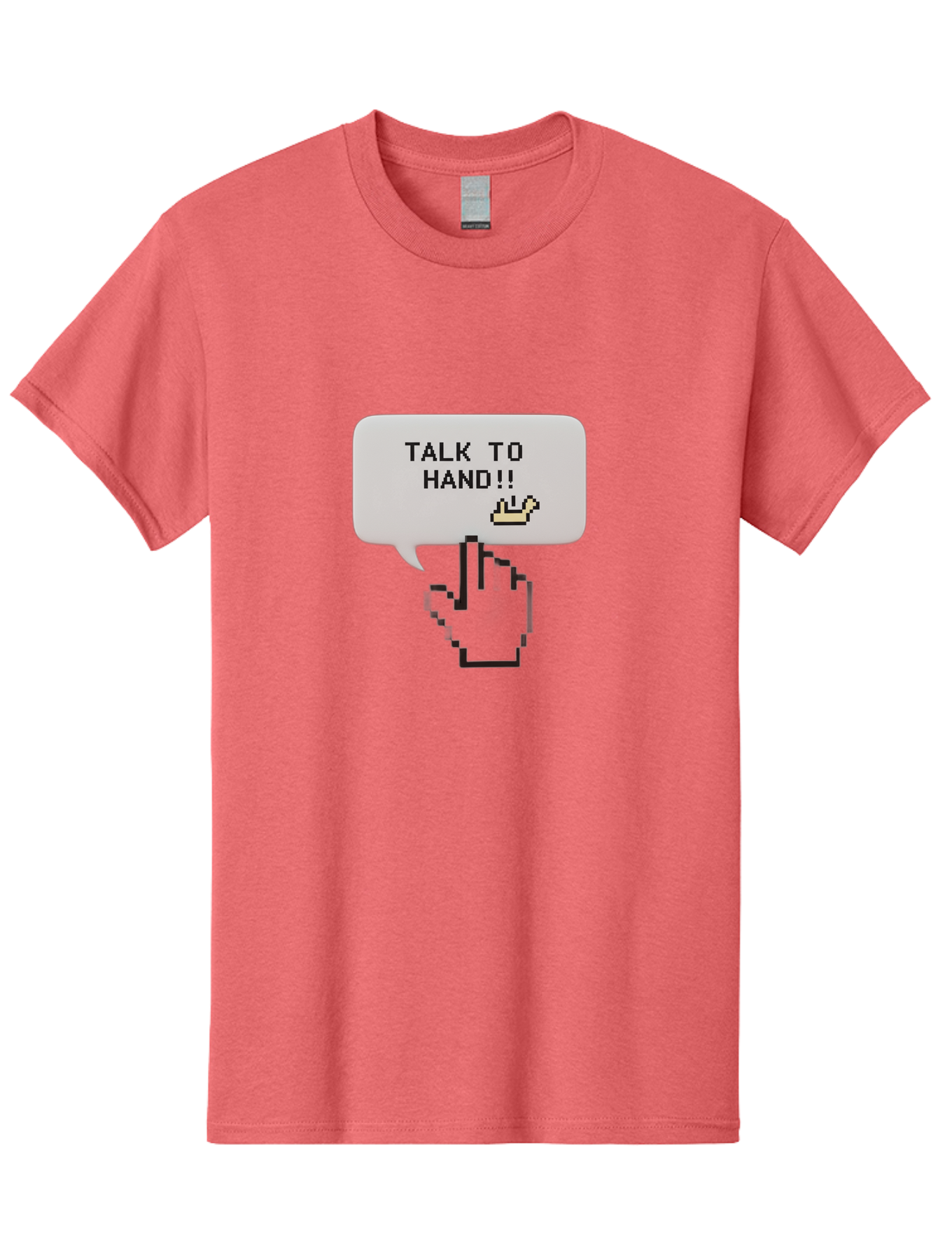 Talk-To-Hand Men'S Graphic Tee, 100% Cotton, Comfortable Casual Summer Wear, Machine Washable, Talk To Hand, Pixel Art, Greeting Card, Waving Hand, User Interface, Retro Style, Chat Bubble, Hand Icon, Hand Gesture, 90S Nostalgia Bab489