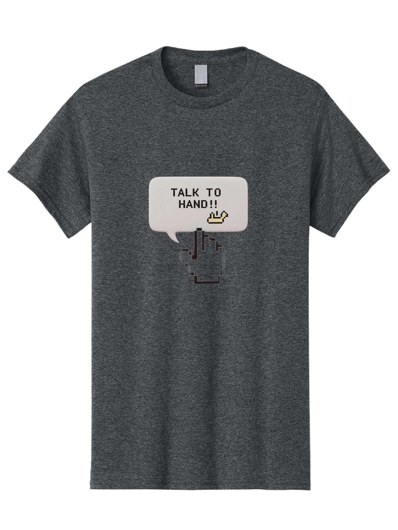 Talk-To-Hand Men'S Graphic Tee, 100% Cotton, Comfortable Casual Summer Wear, Machine Washable, Talk To Hand, Pixel Art, Greeting Card, Waving Hand, User Interface, Retro Style, Chat Bubble, Hand Icon, Hand Gesture, 90S Nostalgia Bab489