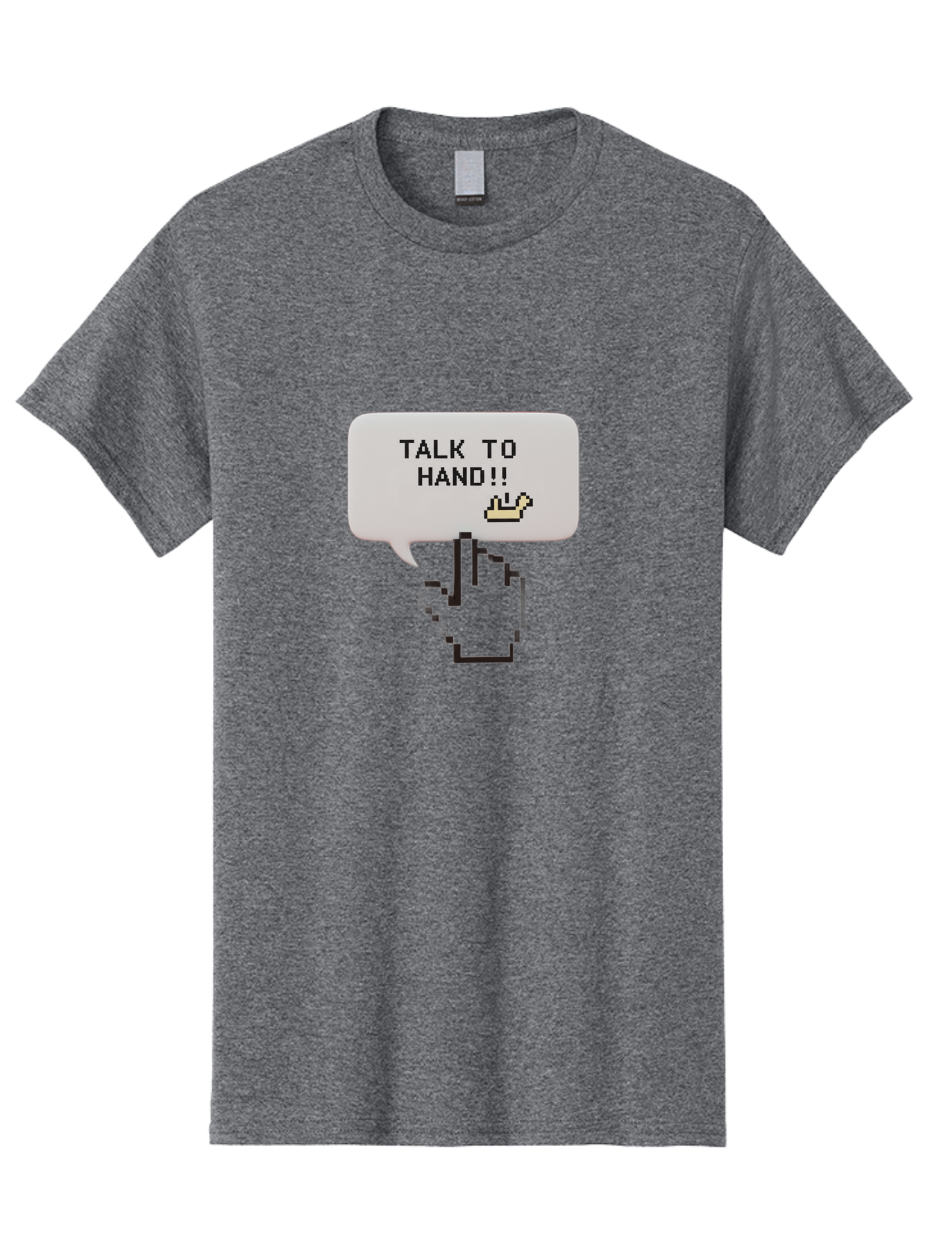 Talk-To-Hand Men'S Graphic Tee, 100% Cotton, Comfortable Casual Summer Wear, Machine Washable, Talk To Hand, Pixel Art, Greeting Card, Waving Hand, User Interface, Retro Style, Chat Bubble, Hand Icon, Hand Gesture, 90S Nostalgia Bab489