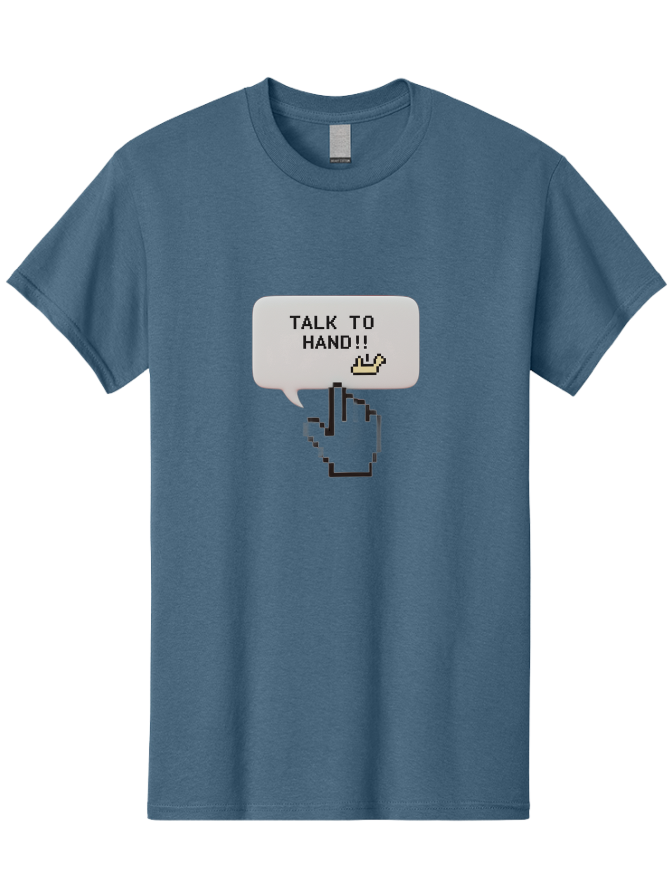 Talk-To-Hand Men'S Graphic Tee, 100% Cotton, Comfortable Casual Summer Wear, Machine Washable, Talk To Hand, Pixel Art, Greeting Card, Waving Hand, User Interface, Retro Style, Chat Bubble, Hand Icon, Hand Gesture, 90S Nostalgia Bab489